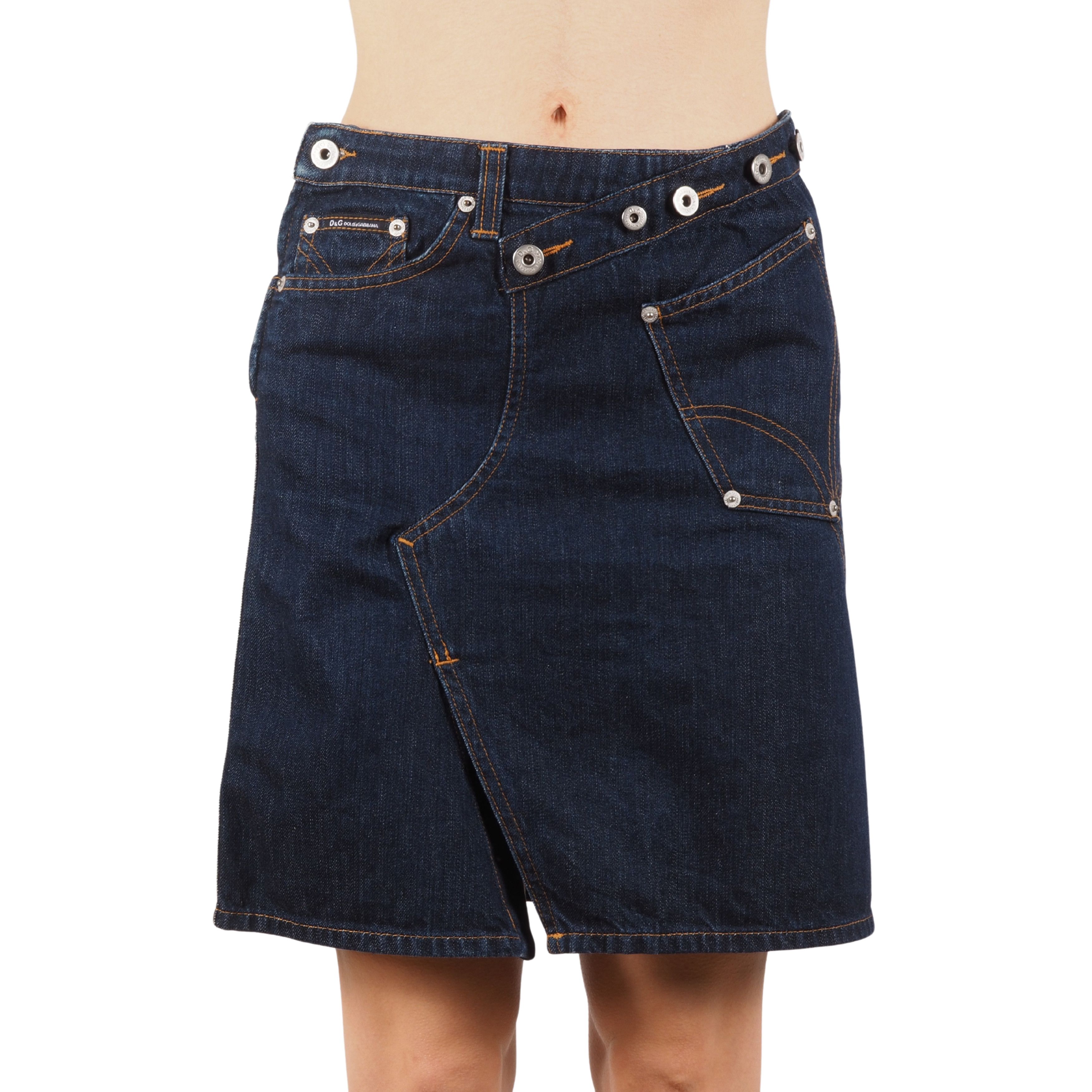 Dolce & Gabbana Dolce & Gabbana Vintage 90s Y2K Asymmetric Dark Denim Skirt Size 27" / US 4 / IT 40 - 1 Thumbnail