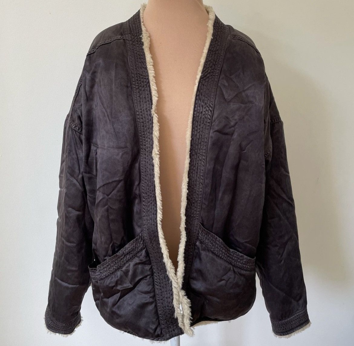 FREECITY FREECITY Faux Shearling Cupro Open Bomber Jacket Size M / US 6-8 / IT 42-44 - 1 Thumbnail
