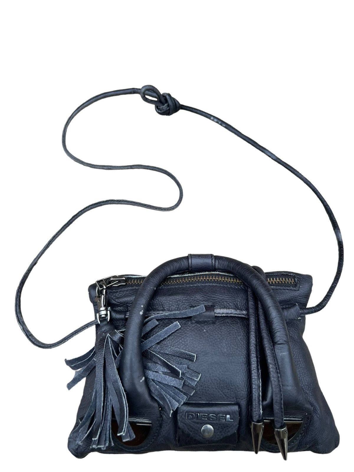 Diesel × Leather RARE Design Diesel Black Leather Mini Bag Size ONE SIZE - 5 Thumbnail