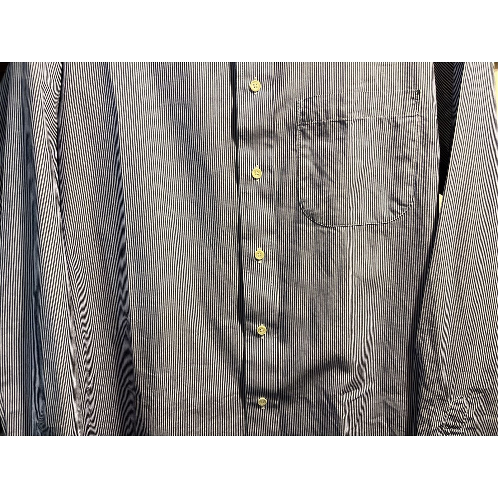 Burberry Burberrys Men’s 16 36 Blue White Striped Button Cotton Shirt Size US XL / EU 56 / 4 - 5 Thumbnail
