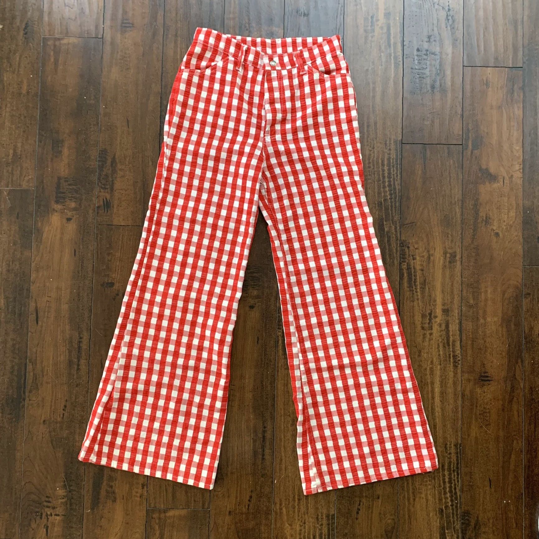 Levi's VINTAGE Levi's 60s Big E Flare Pants Unisex Adults 27 Red Denim Bootcut 517 1960s Size US 27 - 3 Thumbnail