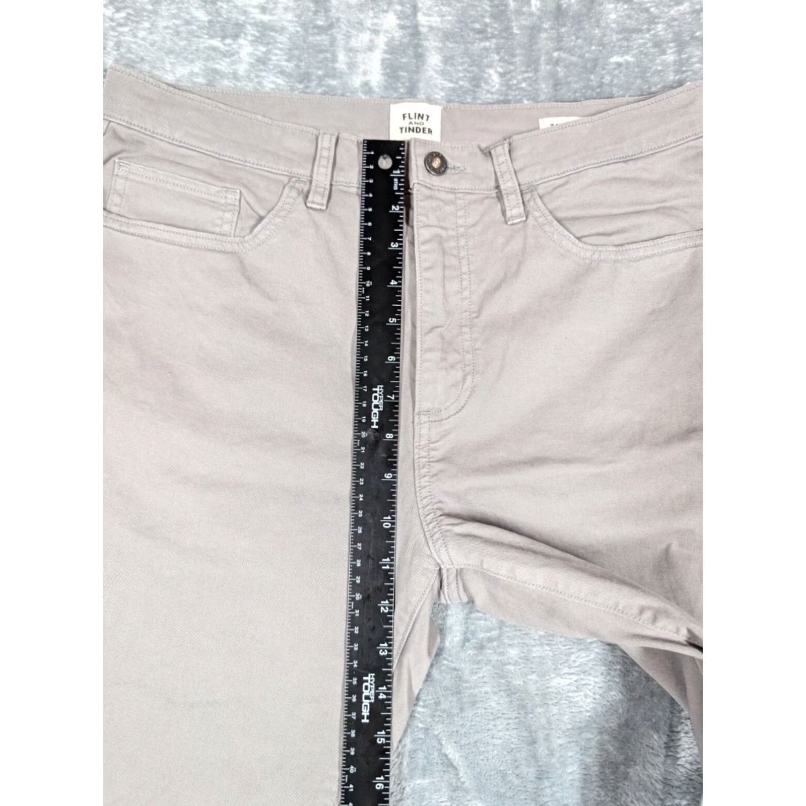 Flint And Tinder Flint and Tinder Pants Men's 32x29.5 Slim Fit 5-Pocket Gray Canvas Cotton Blend Stretch Straight Leg Flat Front Modern City College PreppyMens Size US 32 / EU 48 - 3 Thumbnail