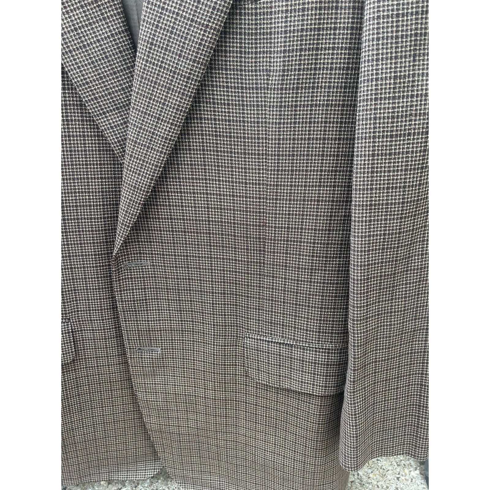 Ermenegildo Zegna Ermenegildo Zegna Blazer Brown Micro Check 100% Wool Size 54 Size 44R - 4 Thumbnail