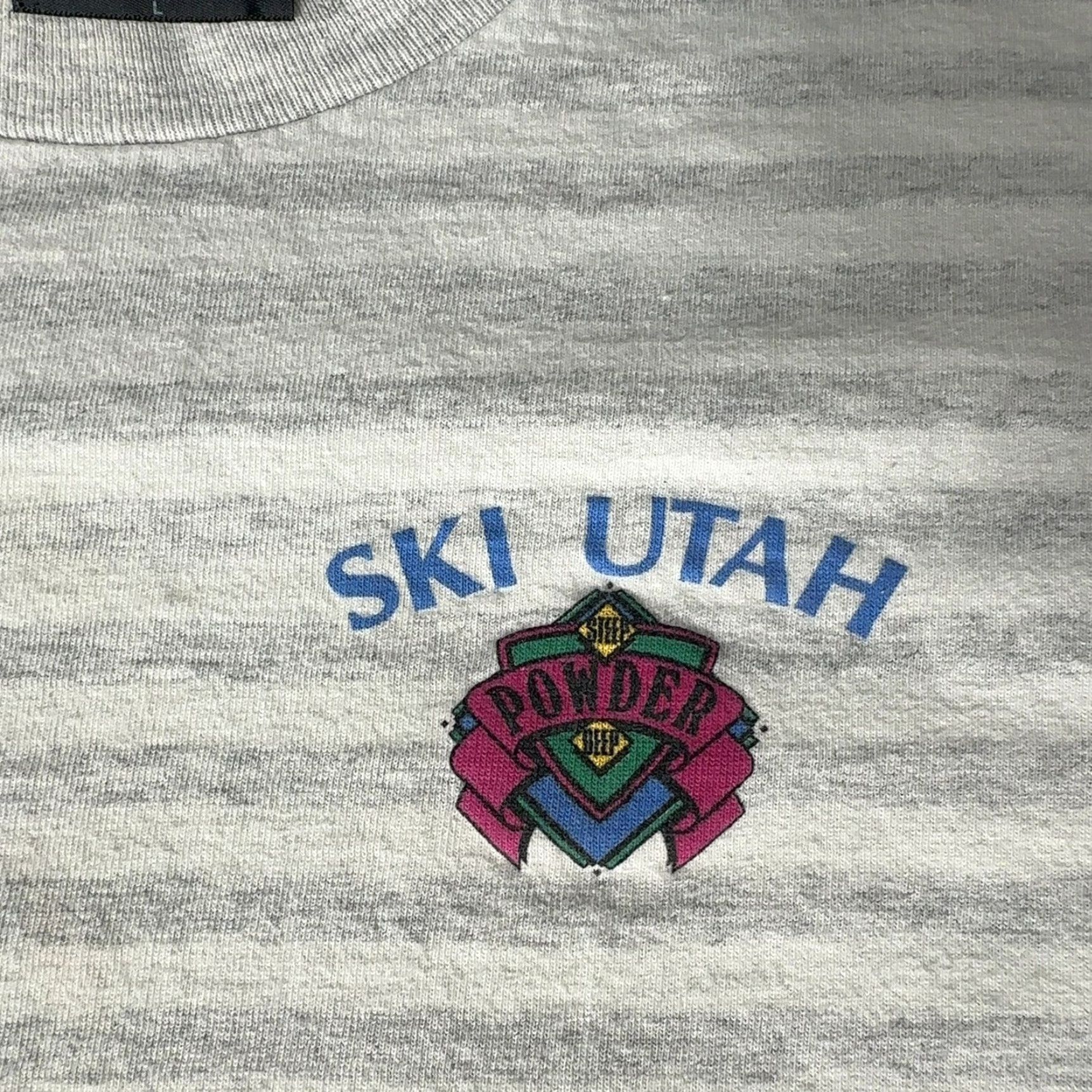 CO VINTAGE Ski Utah Clothing Co T Shirt Mens L Gray Striped Graphic Tee Size US L / EU 52-54 / 3 - 2 Thumbnail