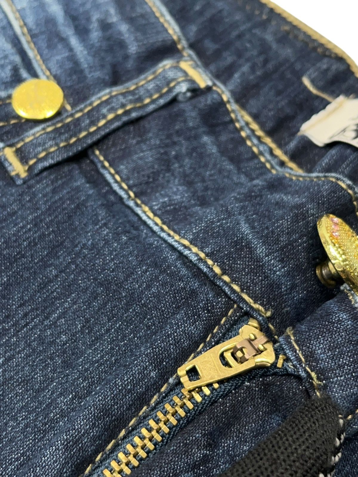 John Galliano × Vintage Vintage John Galliano y2k Studded Embroidered Washed Jeans Size 29" - 7 Thumbnail