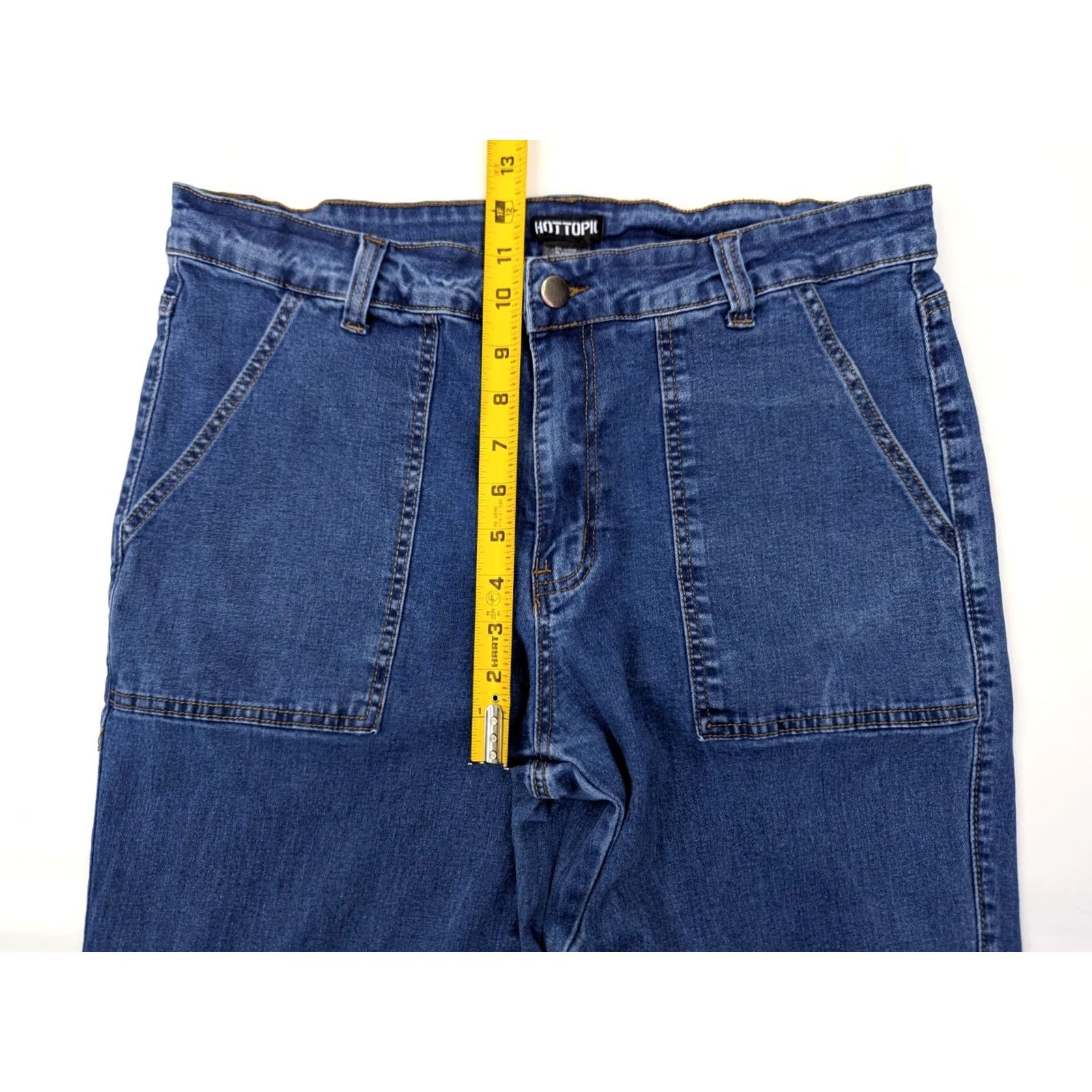 Hot Topic Hot Topic Jeans Women 32x32 Hi-Rise Denim Cargo Pants 90s Retro Y2K Blue Dark Vintage Regular 32 Inseam 31" Wide-Leg Denim Pants Size 24" / US 00 / IT 34 - 5 Thumbnail