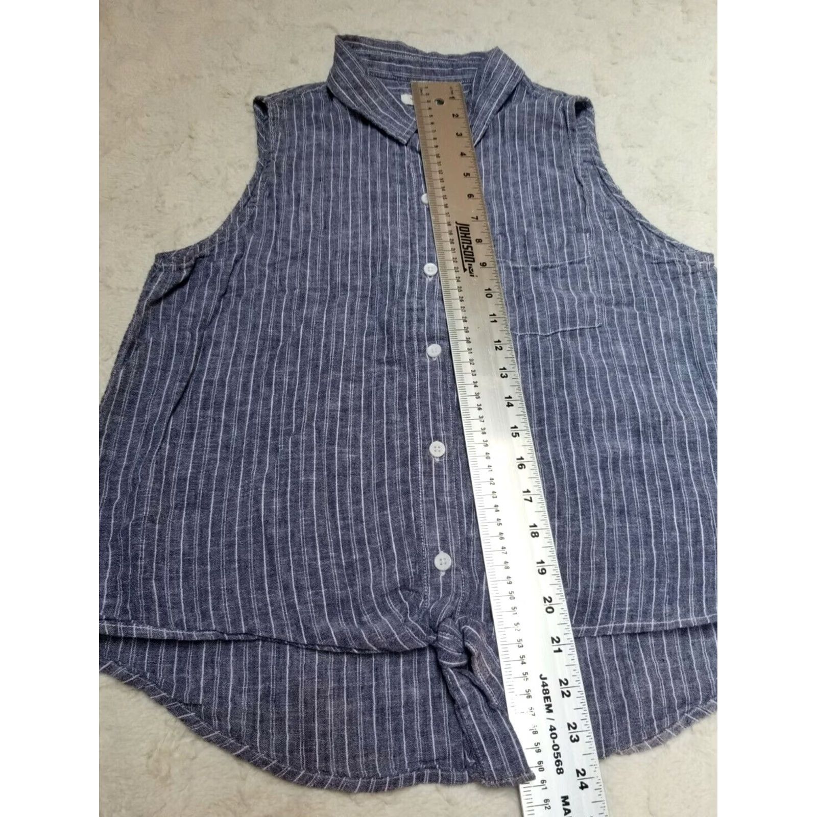 Vintage BeachLunchLounge Blue Striped Sleeveless Button-Up Top Large Size L Casual Size L / US 10 / IT 46 - 6 Thumbnail