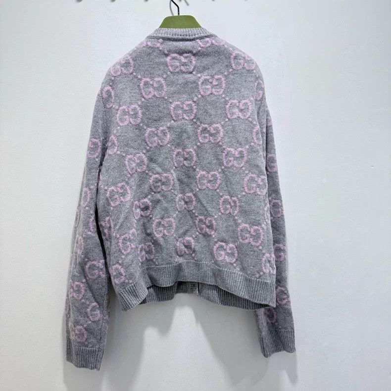 Gucci Gucci Gray double G logo full printed knitted cardigan swea Size US XL / EU 56 / 4 - 3 Thumbnail