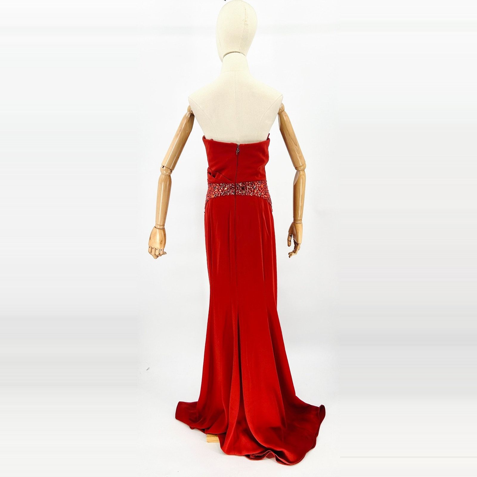 Other NWT Pamella Roland Red Embellished Ruched Strapless Gown Size M / US 6-8 / IT 42-44 - 4 Thumbnail