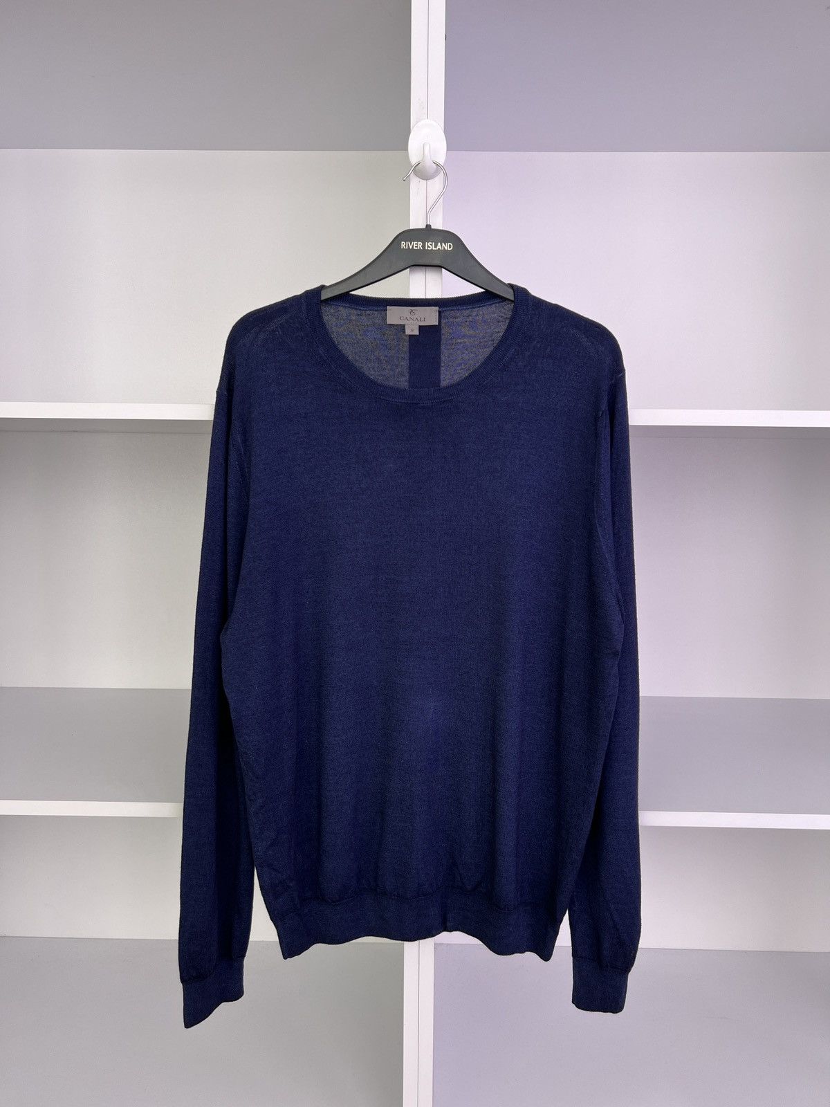 Canali × Designer × Vintage Vintage Canali Wool Navy Jumper Size US L / EU 52-54 / 3 - 6 Thumbnail