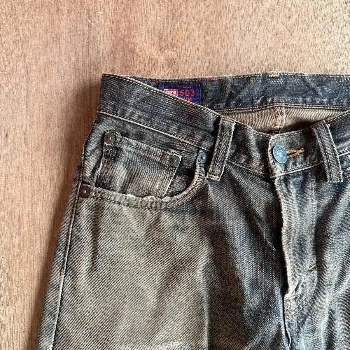 Vintage SICKS💥DISTRESSED DENIM VINTAGE EDWIN 503 JEANS MUDWASH PANT Size US 29 - 3 Thumbnail