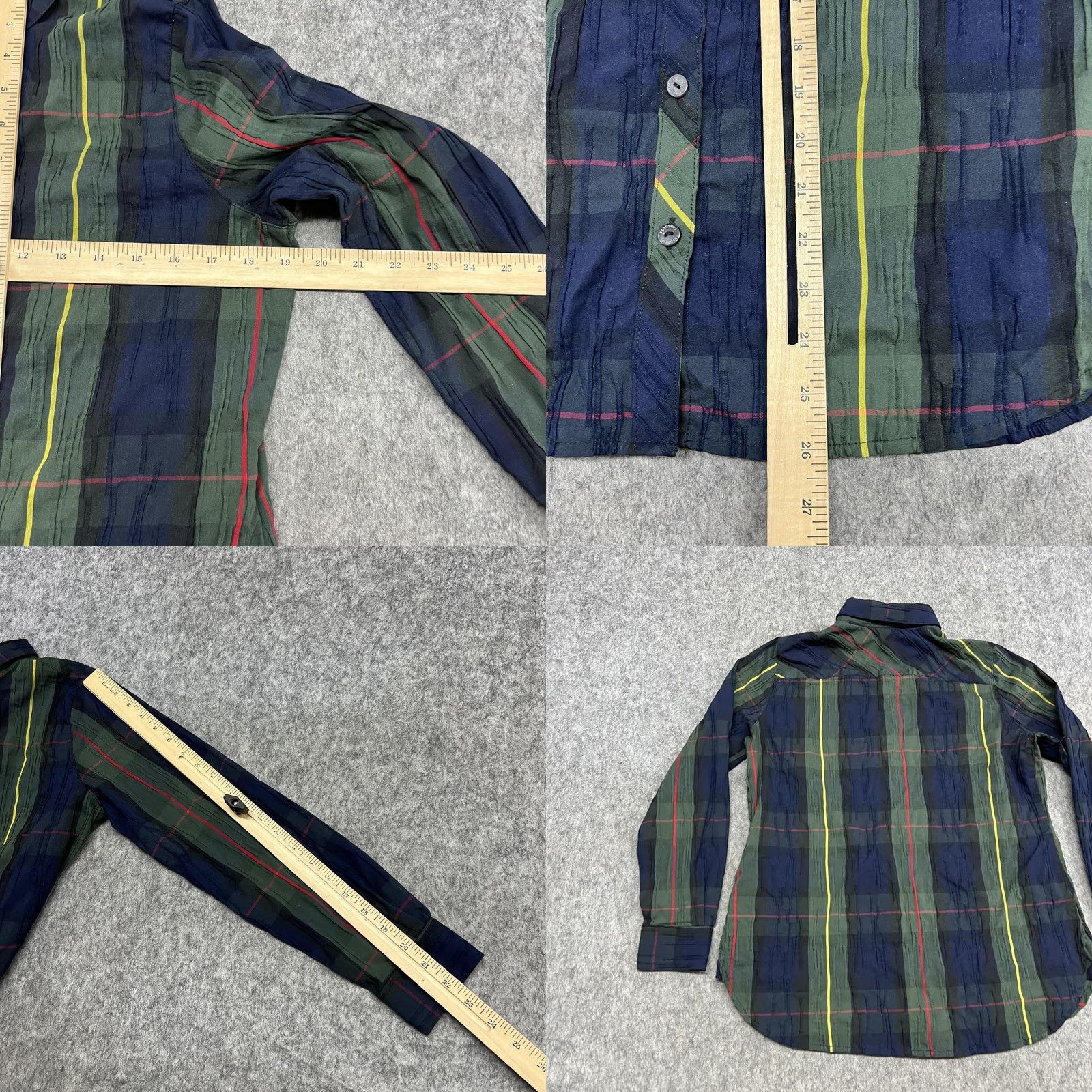 Vintage Foxcroft Shirt Womens 8P Blue Plaid Long Sleeve Button Front Stretch Petite Size M / US 6-8 / IT 42-44 - 8 Thumbnail