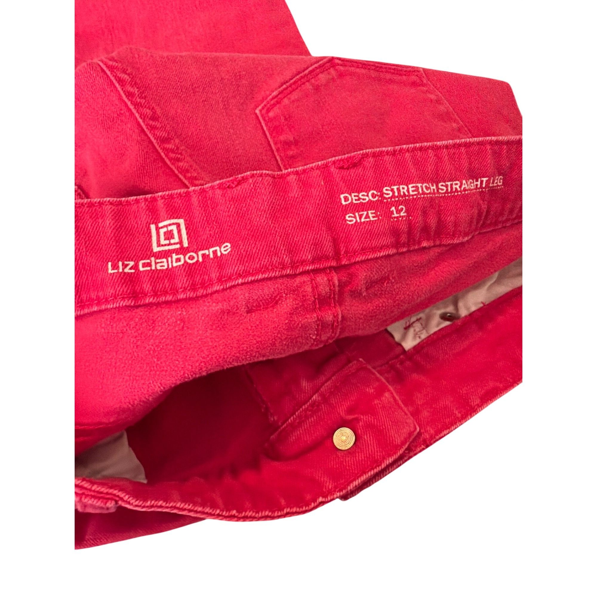 Liz Claiborne Liz Claiborne Stretch Straight Leg Denim Jeans Red Pink Size Size 34" / US 12 / IT 48 - 4 Thumbnail