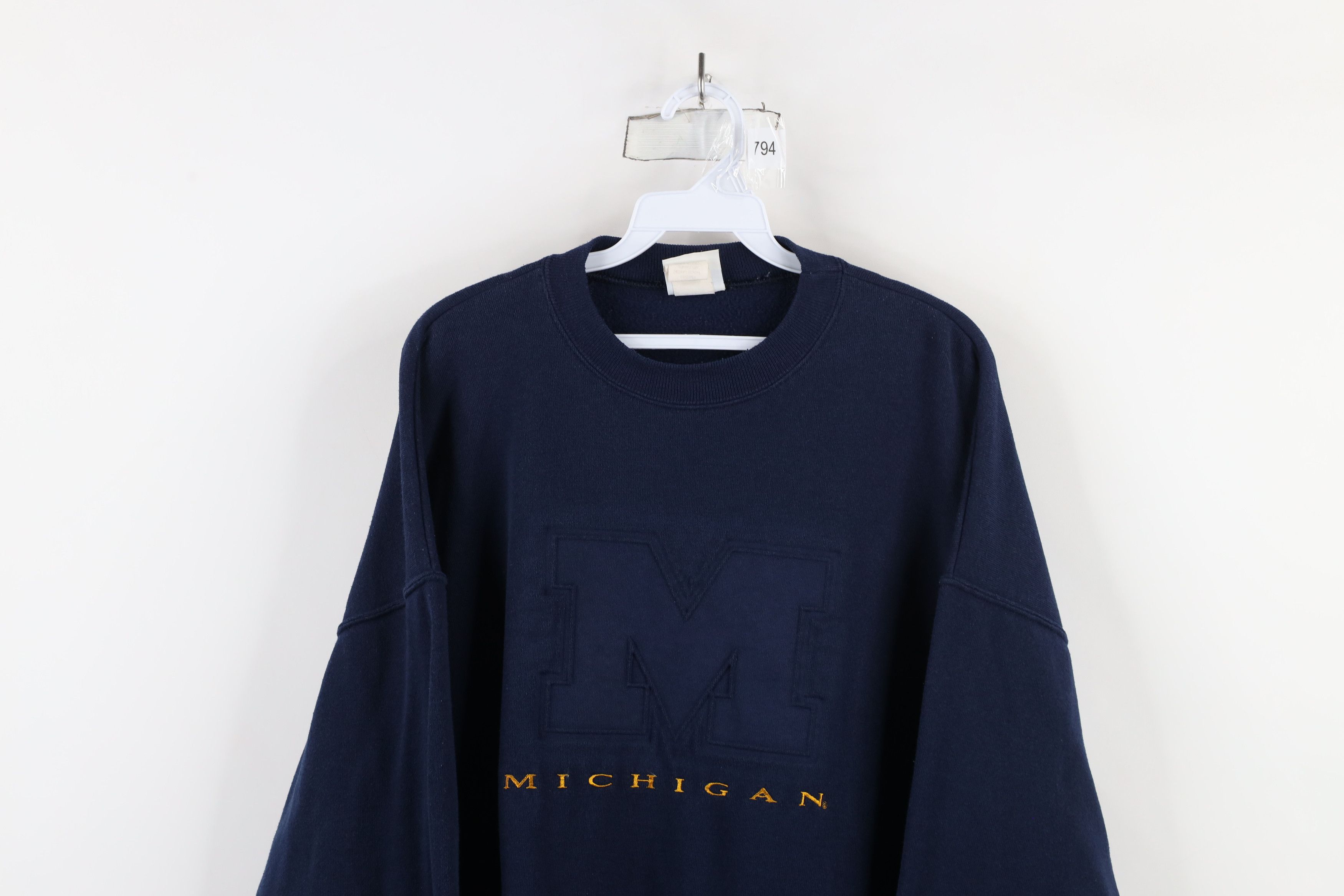 Vintage Vintage 90s Spell Block M University of Michigan Sweatshirt Size US XL / EU 56 / 4 - 2 Thumbnail