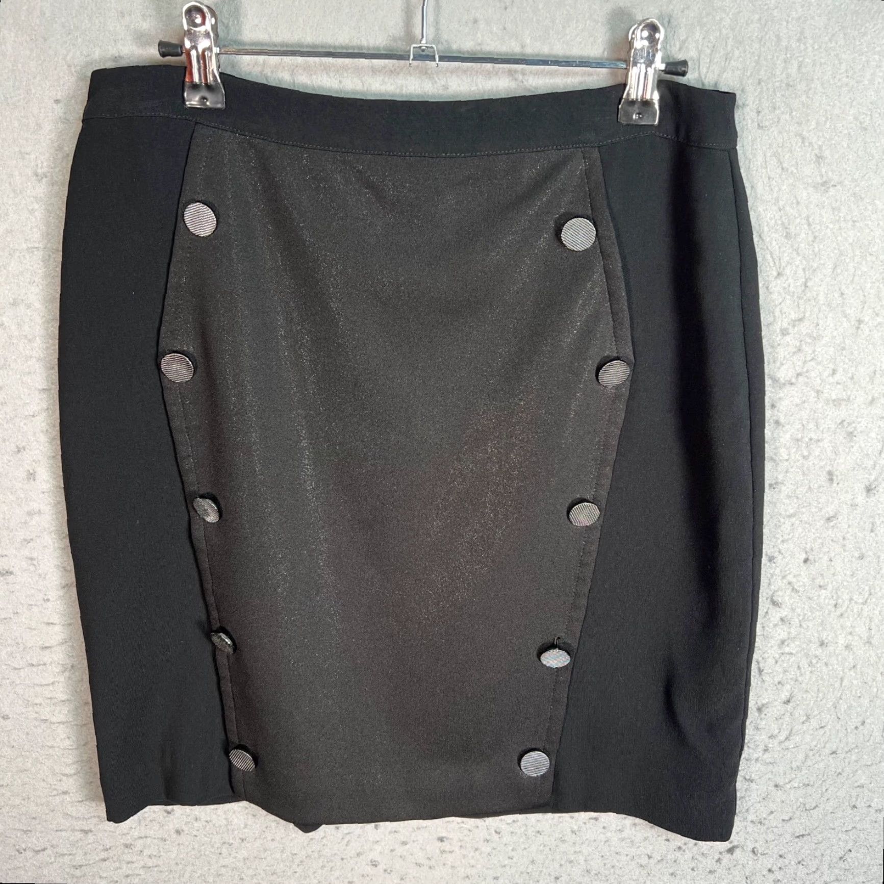 The Kooples The Kooples Skirt Womens Size S Black Pencil Short with Button Accents - Cotton Polyester Casual Short Skirt Womens Small Size 28" / US 6 / IT 42 - 2 Thumbnail