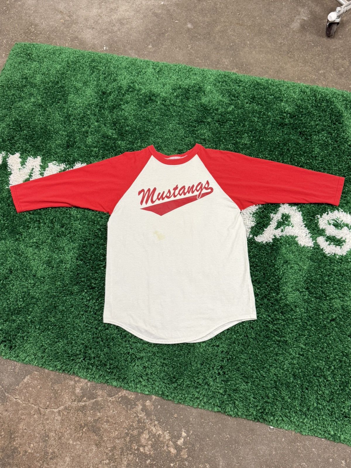 Vintage RARE 70s Mustangs Raglan 3/4 Sleeve American Tee Large Size US L / EU 52-54 / 3 - 1 Thumbnail