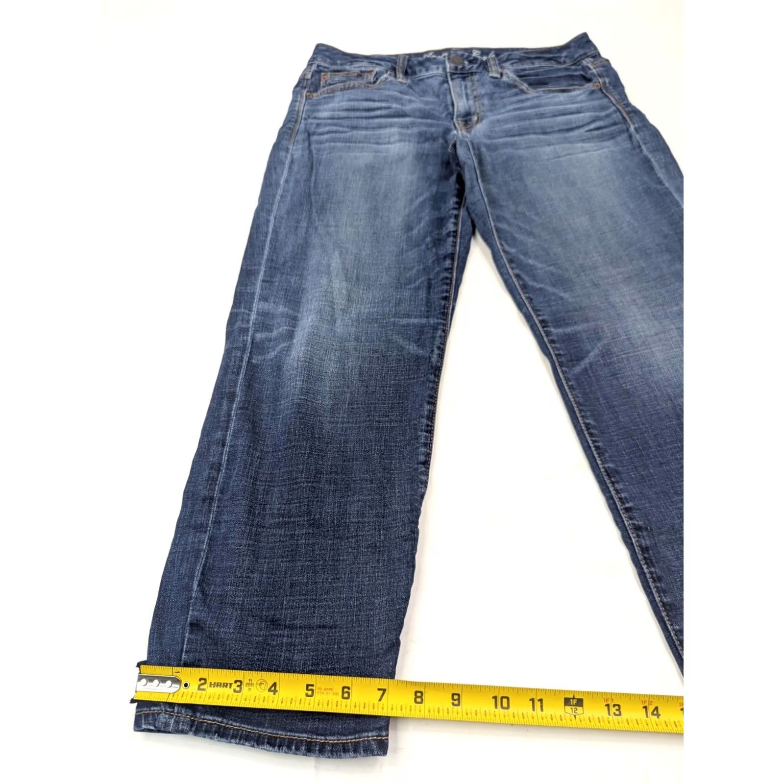 American Eagle Outfitters American Eagle Outfitters Boy Fit Jeans, 32x26, Blue Denim, Stretch, 5-Pocket - Relaxed Straight Crop, Regular, Women's Jeans Size 28" / US 6 / IT 42 - 2 Thumbnail