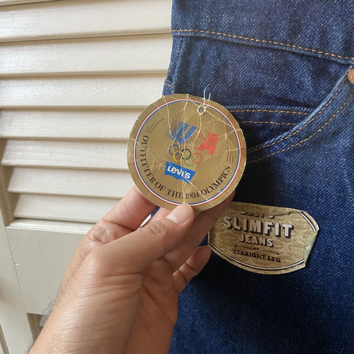 Levi's × Vintage NWT Deadstock 80’s Levi’s Dark Blue Denim Jeans Slim Fit Size US 26 / EU 42 - 6 Thumbnail