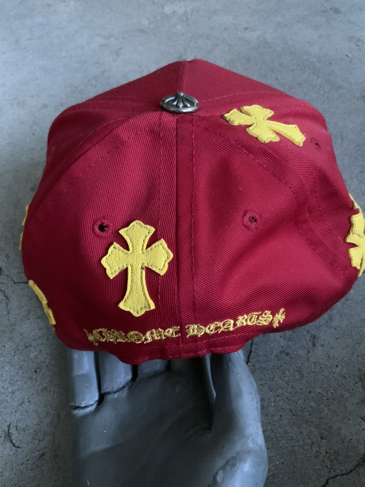 Chrome Hearts CHROME HEARTS YELLOW GOLD LEATHER CROSS PATCH RED CH HAT Size ONE SIZE - 2 Thumbnail