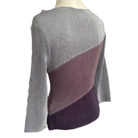 Other Purple Gray Pleated Springy Stretchy Long Sleeve Top - S Size S / US 4 / IT 40 - 7 Thumbnail