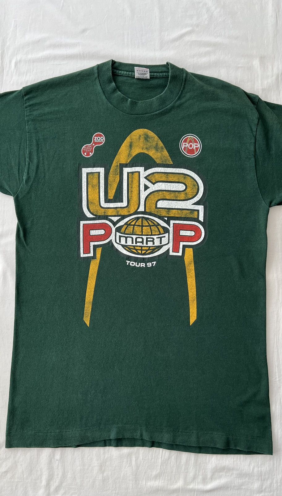 Band Tees Vintage 1997 U2 Popmart Tour Rock Band Green T-shirt Size US L / EU 52-54 / 3 - 5 Thumbnail