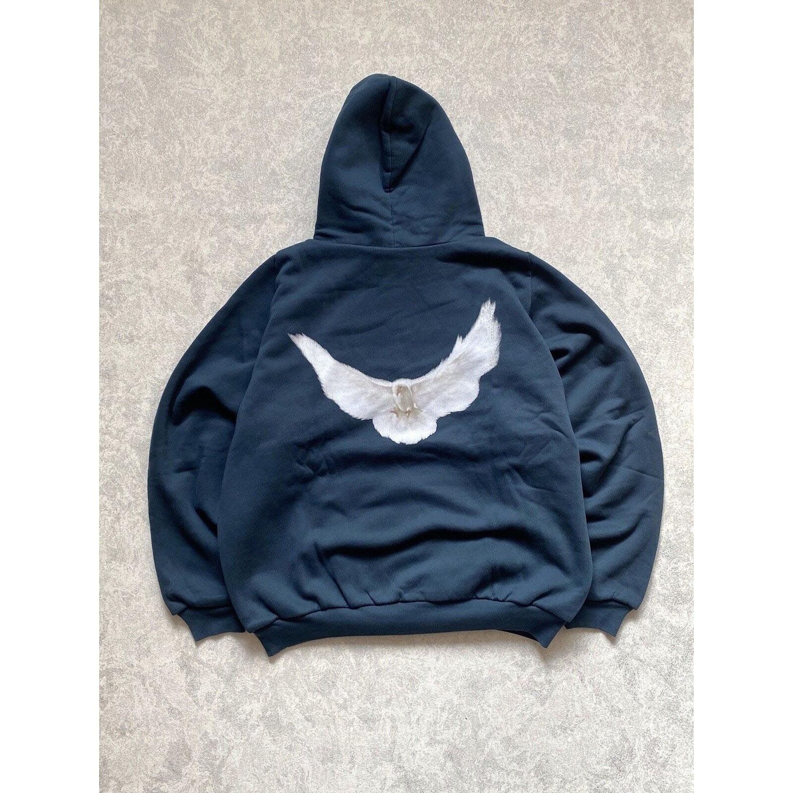 image of Yeezy Gap Shrunken Dove Hoodie Engineered By Balenciaga in Dark Blue, Men's (Size Large)