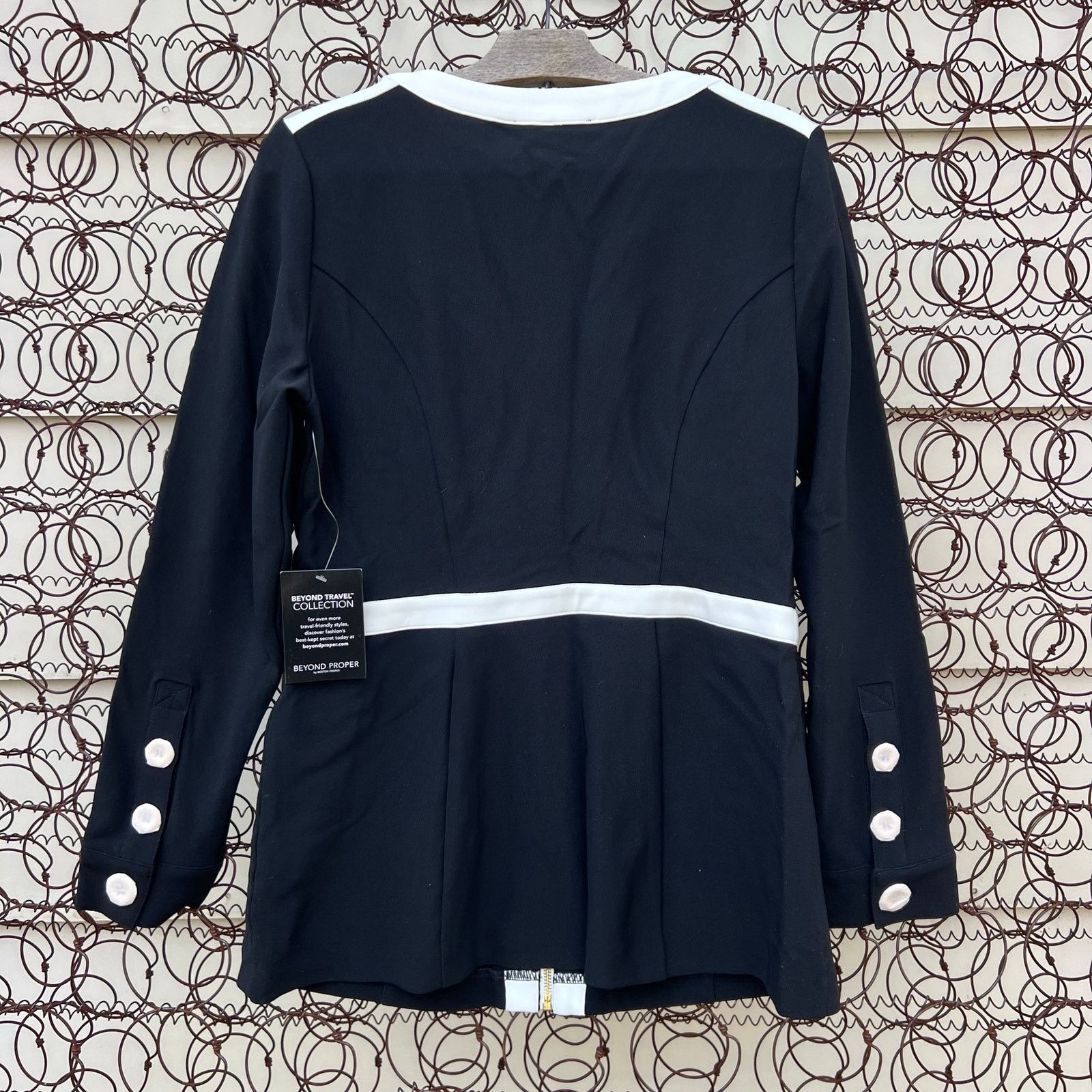 Boston Proper Boston Proper Beyond Travel Color Block Black White Jacket S Size S / US 4 / IT 40 - 3 Thumbnail