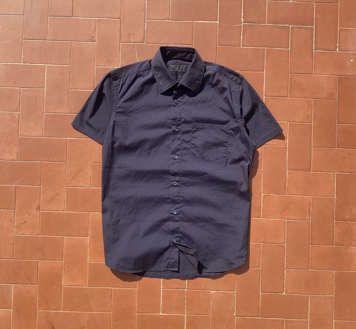 Prada Men’s Prada Milano Stretch Navy Short sleeve Shirt Size 38 Size US M / EU 48-50 / 2 - 1 Thumbnail