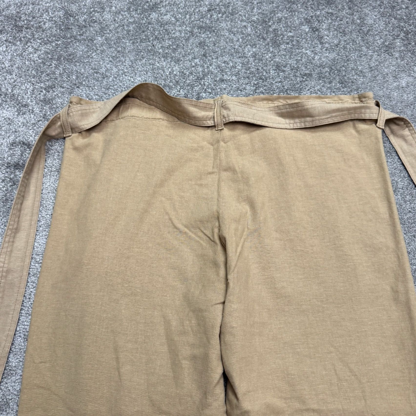 Vintage Lila Ryan Lenora Khaki Linen Blend Blended Cropped Pants Women Small Tan Trouser Size 28" / US 6 / IT 42 - 3 Thumbnail