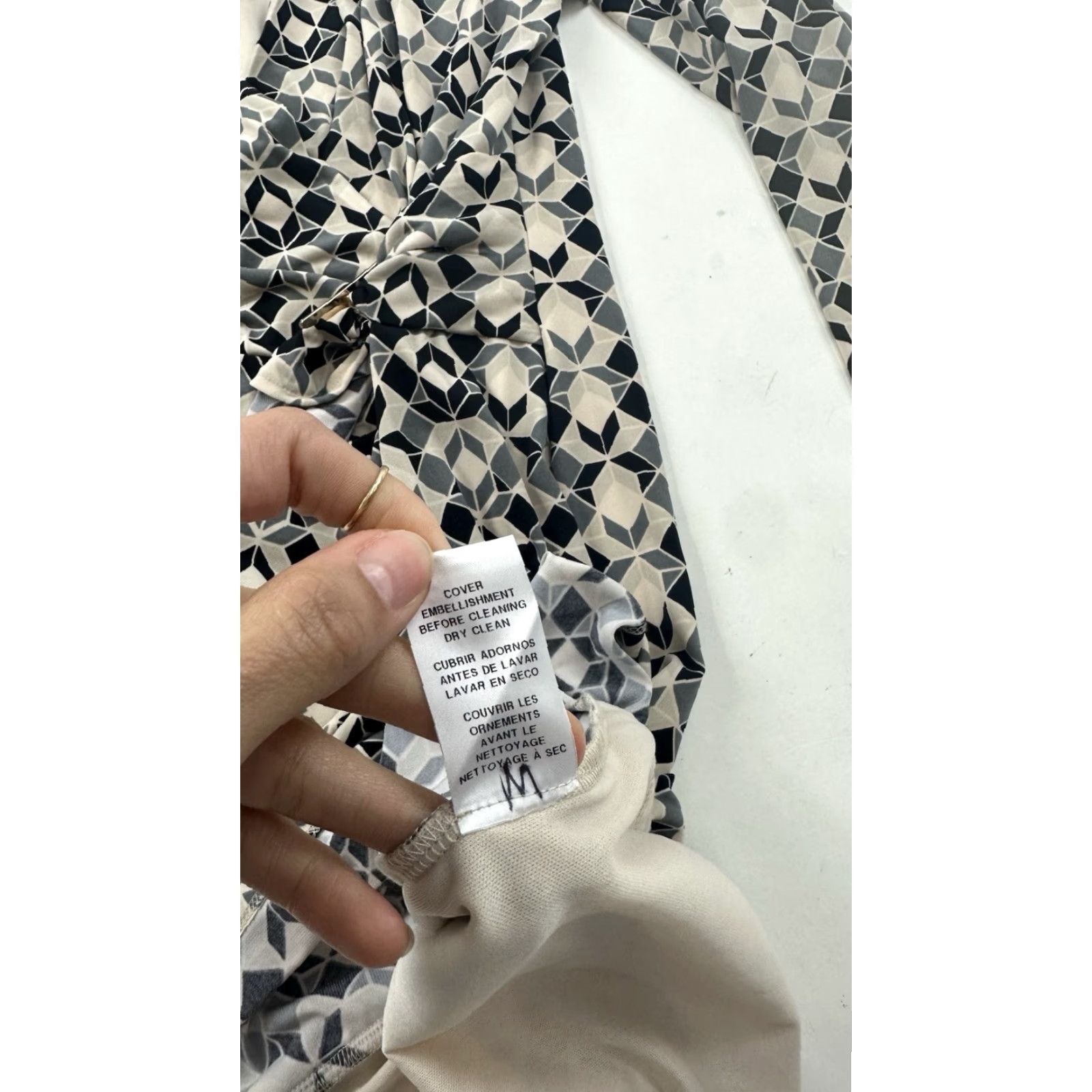 Vintage Interstyle Dress Womens Medium Black Geometric Print V-Neck Shift Dress Size M / US 6-8 / IT 42-44 - 4 Thumbnail