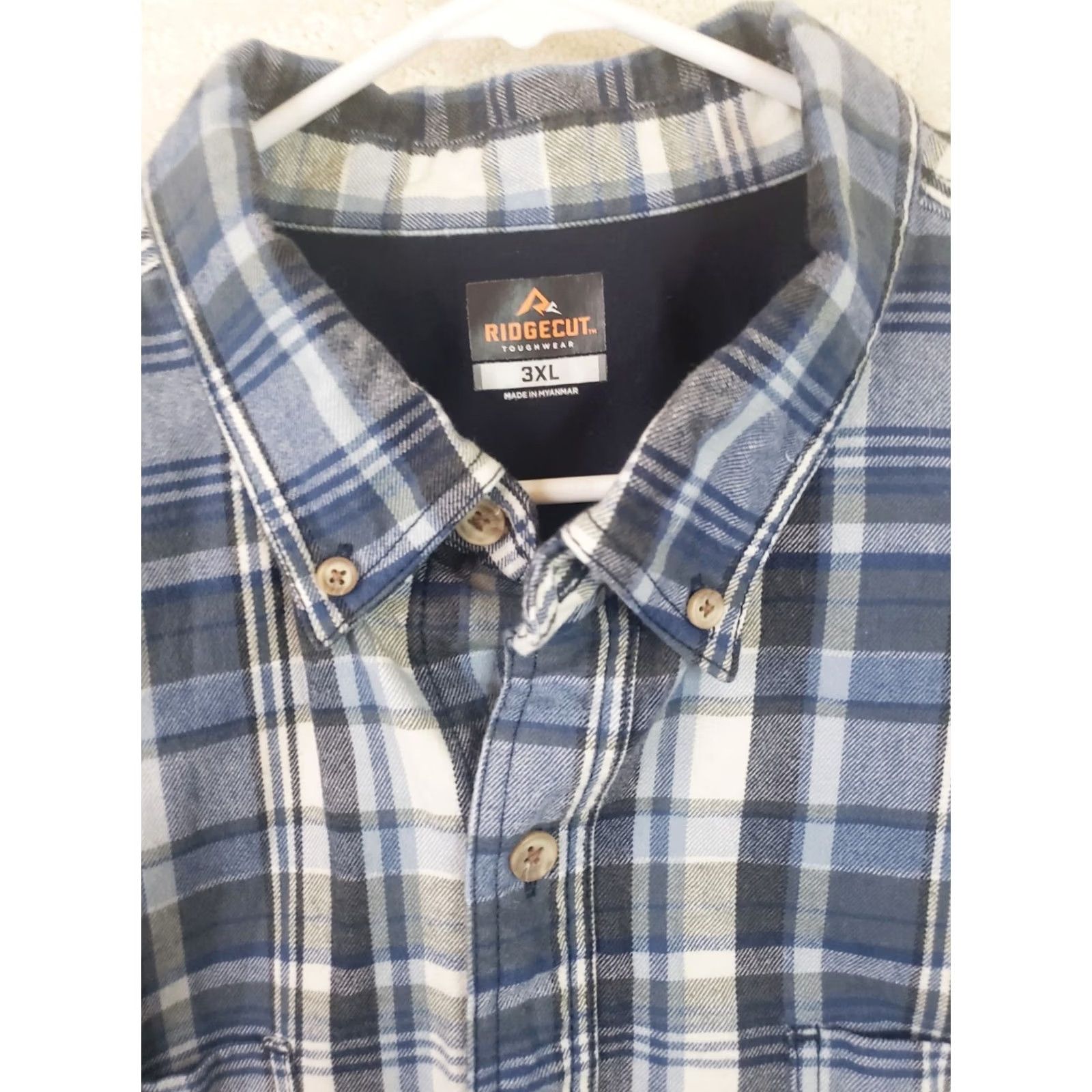 Vintage Ridgecut Toughwear Men's 3XL Blue Plaid Flannel Shirt Heavy 100% Cotton Button-Up Outdoor Size US XXL / EU 58 / 5 - 5 Thumbnail