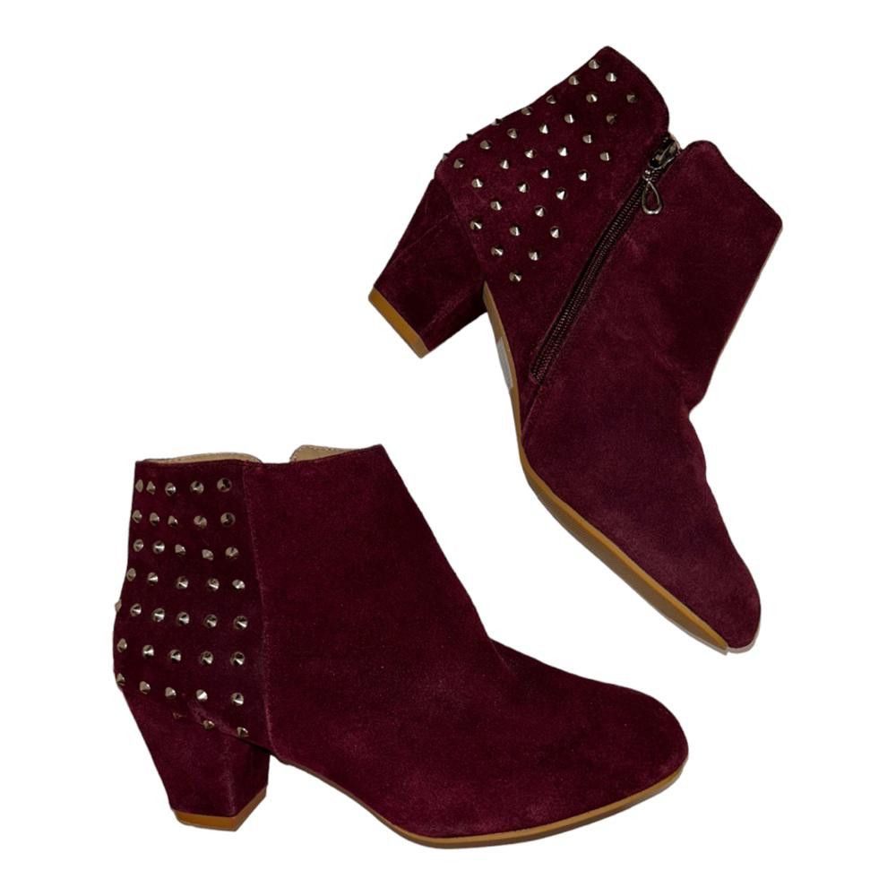 Designer mark. I Maroon Faux Suede Spiked Booties Size 10 Size US 10 / IT 40 - 2 Thumbnail