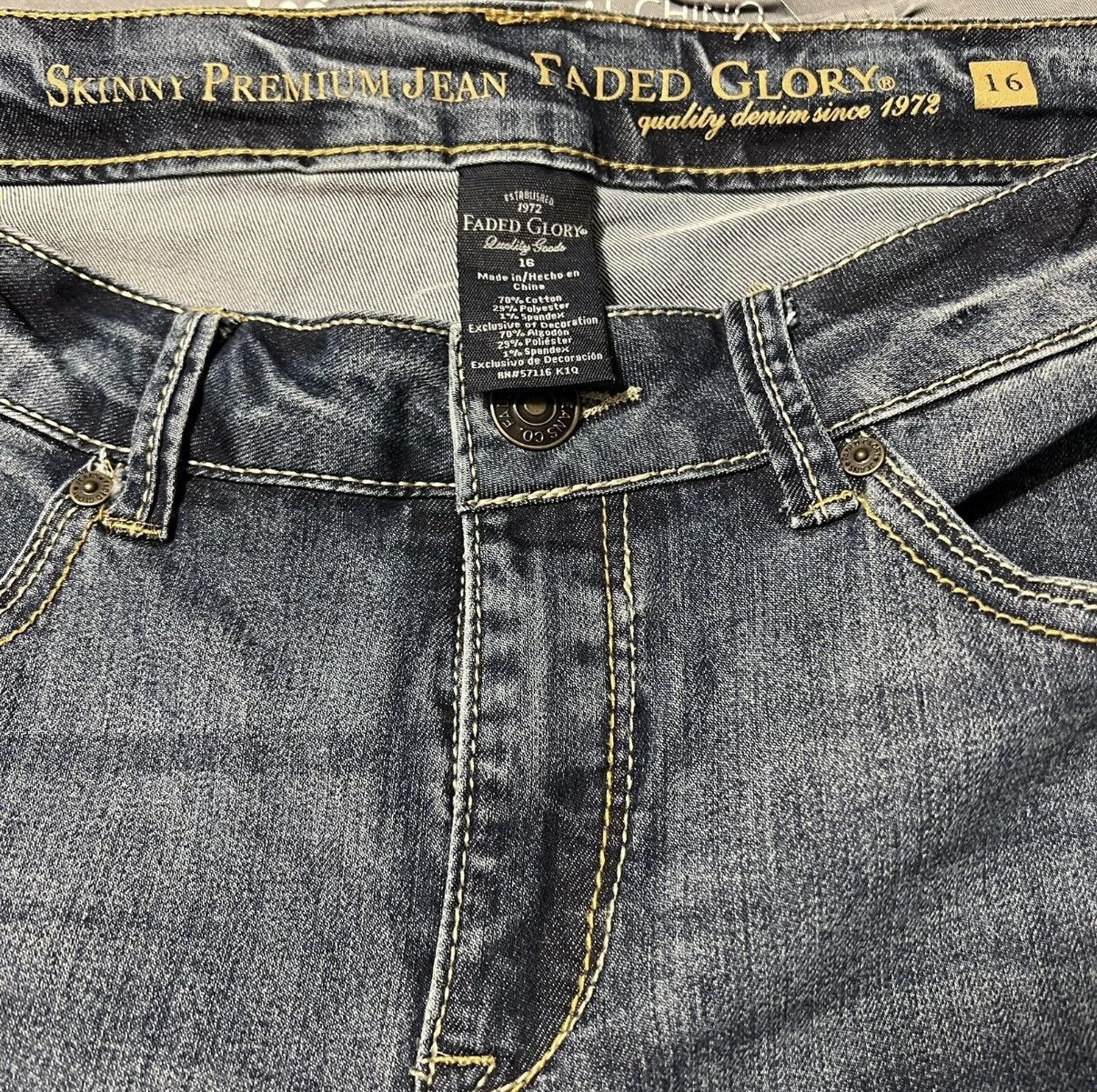Faded Glory Faded Glory Skinny Premium Jeans Women’s Size 16 Dark Wash Size 38" / US 16 / IT 52 - 6 Thumbnail
