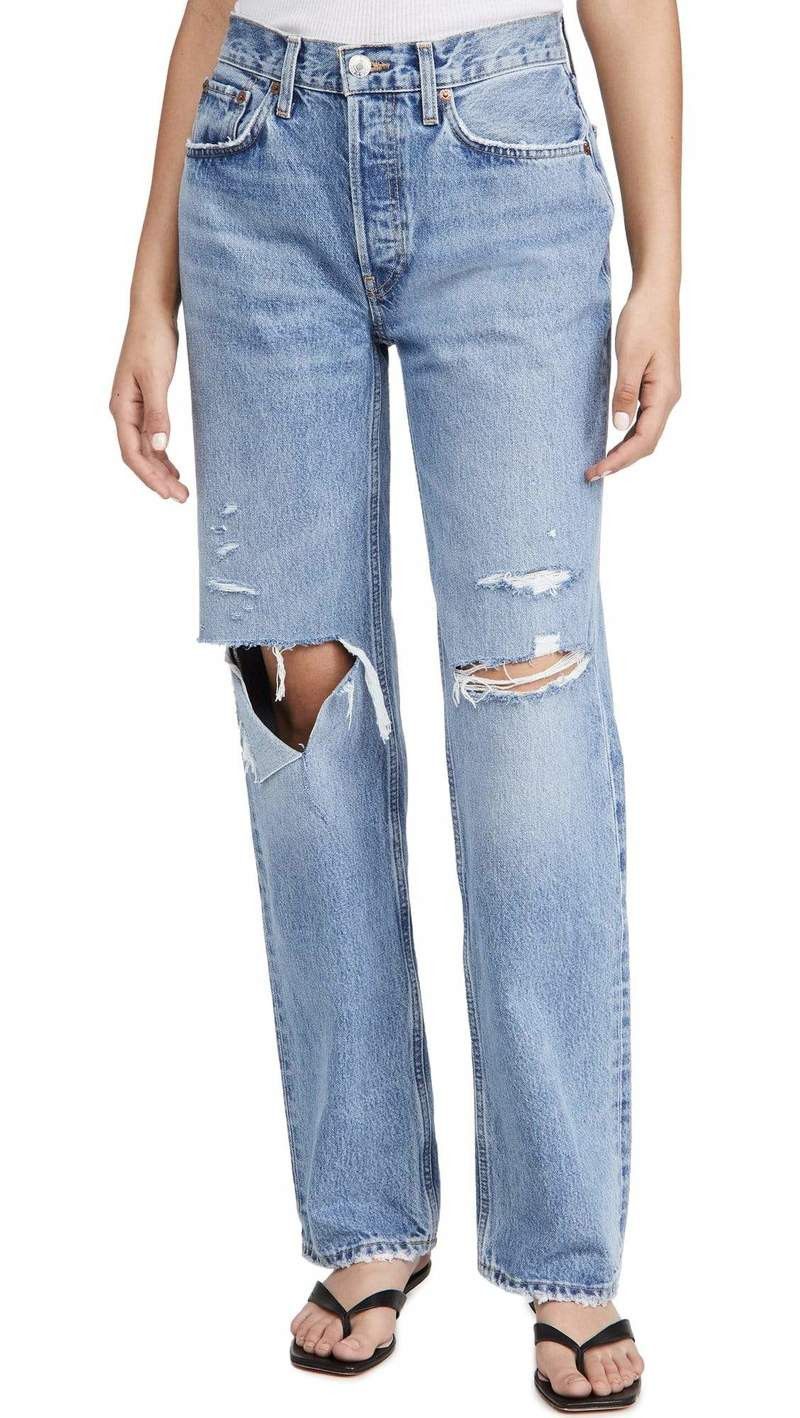 RE/DONE o1mle0524 Sunfaded Destroy Jeans in Blue Size 28" / US 6 / IT 42 - 6 Thumbnail