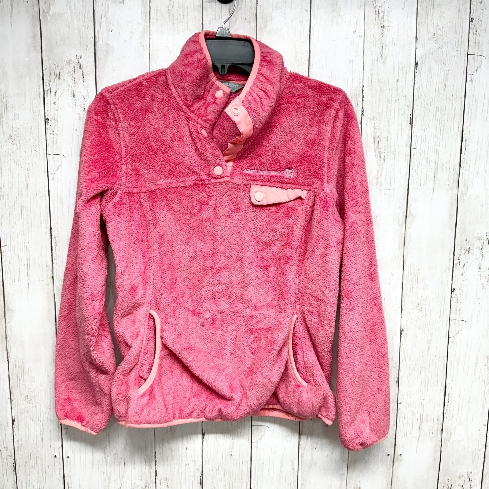 Free Country Free Country Pullover Women Small Pink Collar Button Fleece Size S / US 4 / IT 40 - 1 Thumbnail