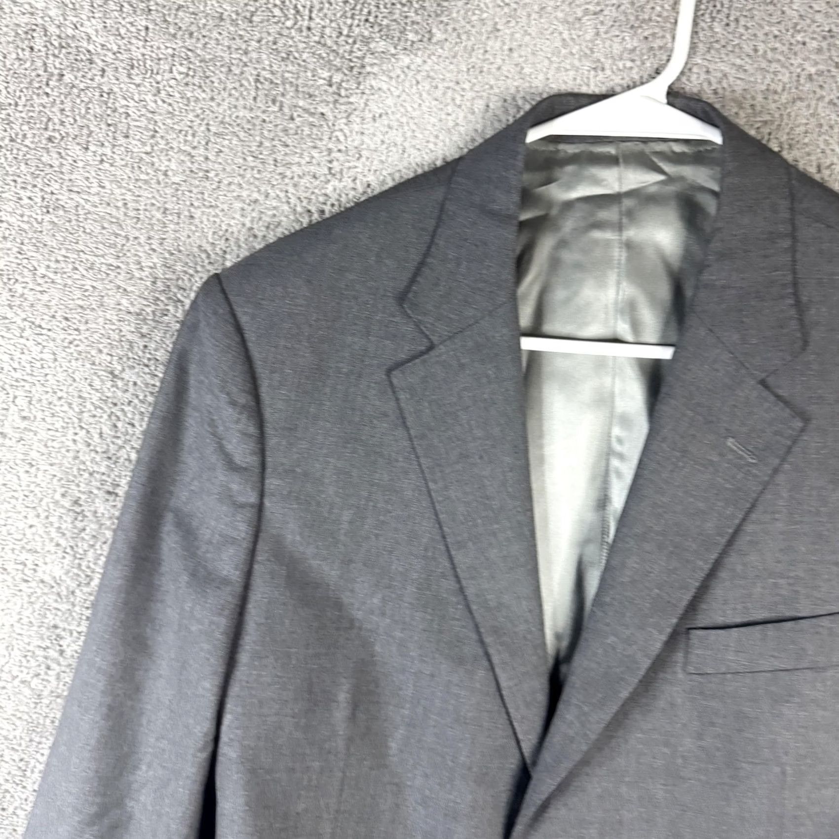 Vintage Vitale Barberis Canonico Gray Wool Blazer Mens L Notch Lapel Single-Breasted 4-Button Cuffs Classic Fit Jacket Size 42R - 5 Thumbnail