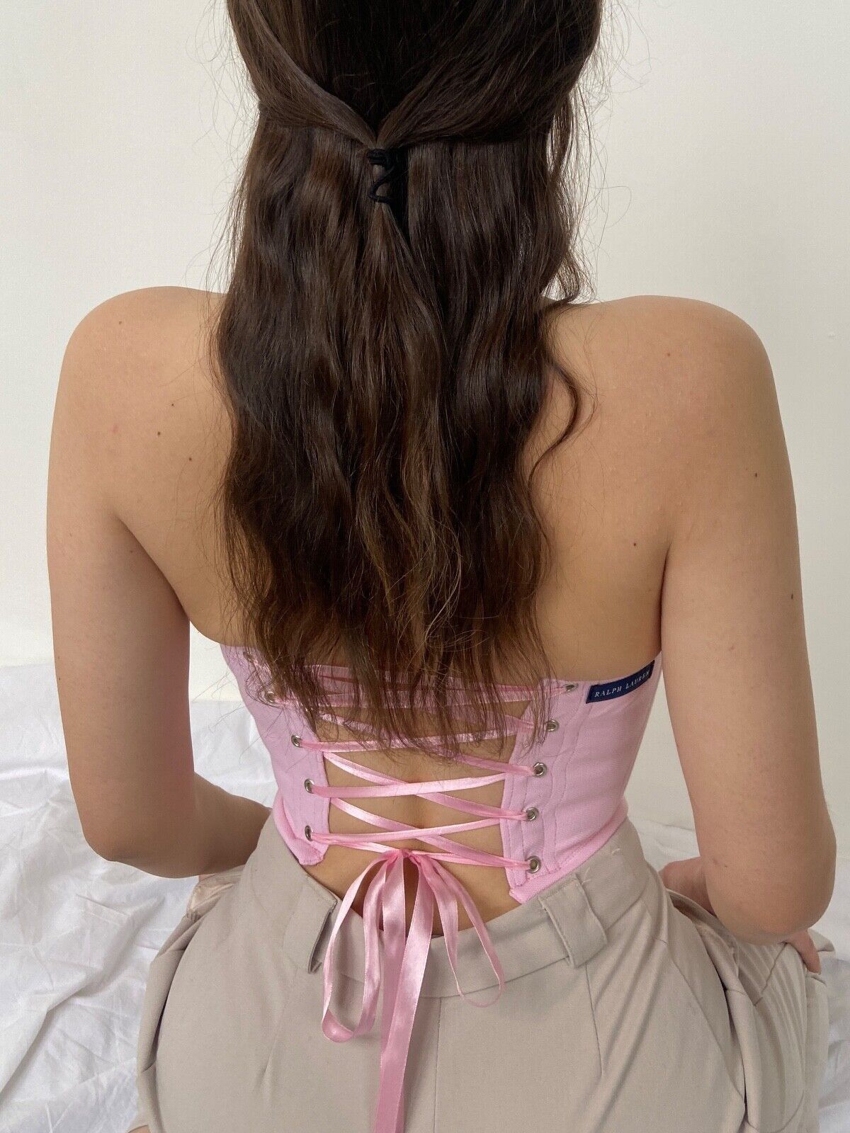 Handmade Handmade Polo Ralph Lauren Pink Women's Tank Crop Top Corset Size S / US 4 / IT 40 - 6 Thumbnail
