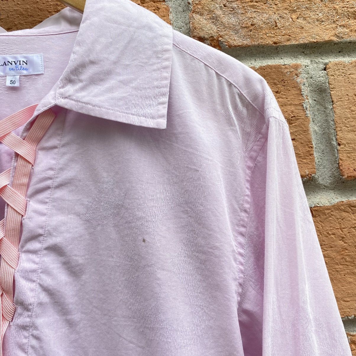Lanvin LANVIN Pink Lace-Up Collar Shirt Size L / US 10 / IT 46 - 24 Thumbnail