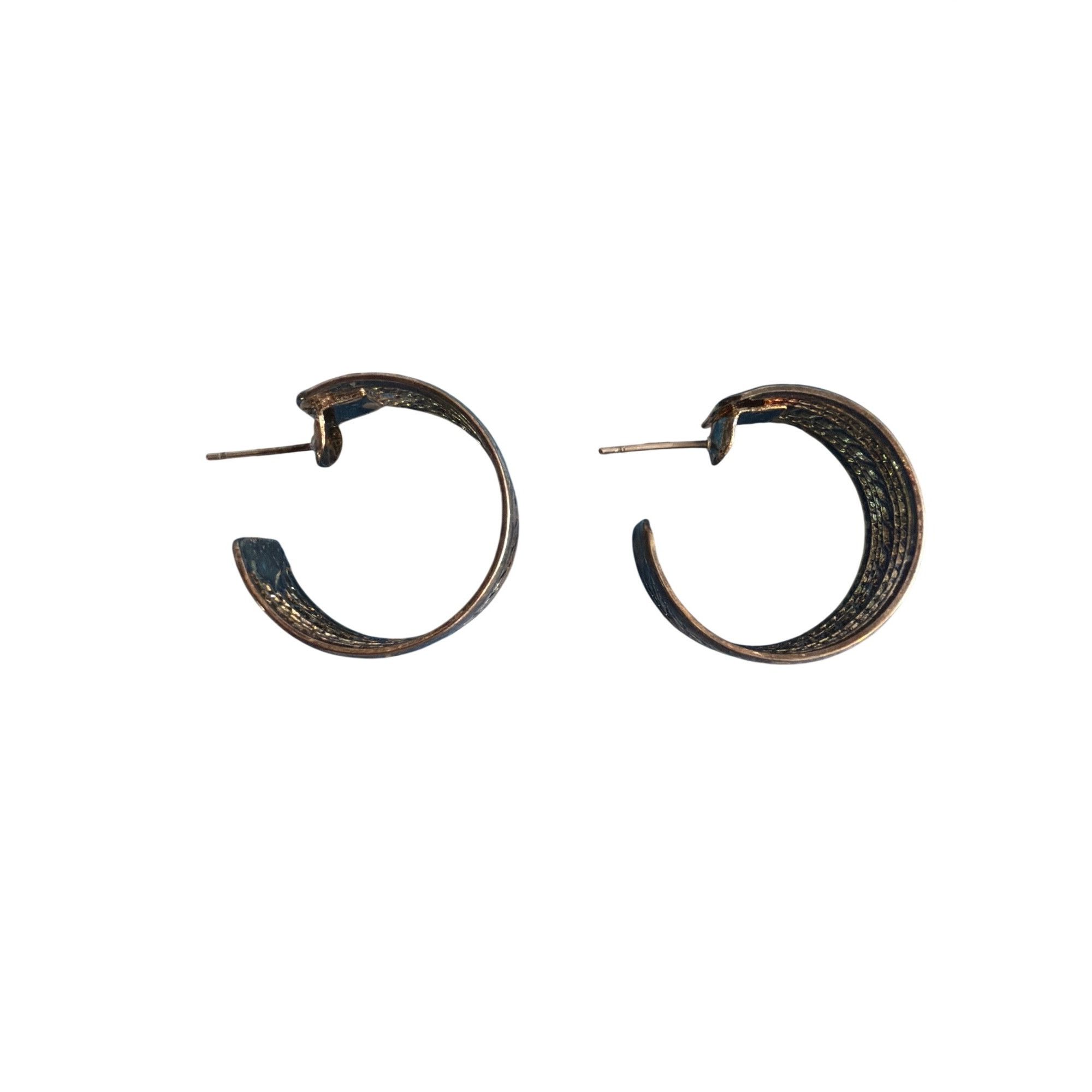 Other Vintage Silver Tone Hoop Earrings Rope Twist Design Textured Size ONE SIZE - 4 Thumbnail