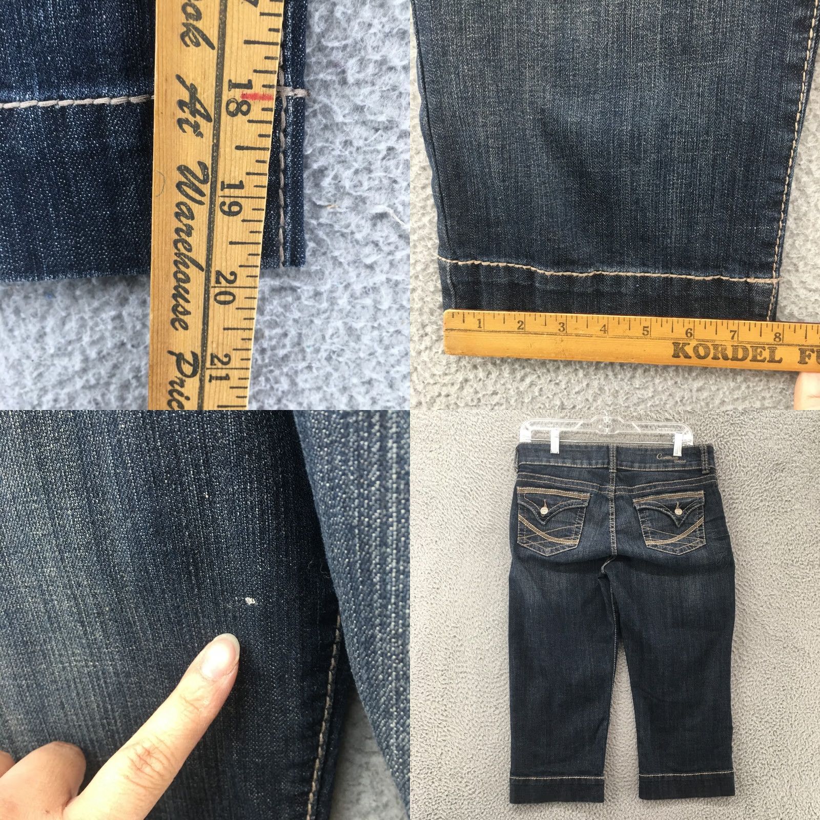 Denime Common Genes Capri Crop Jeans Womens 10 Blue Denim Zip Fly 5-Pocket Casual Jeans Mens Girls Womens Size 32" / US 10 / IT 46 - 8 Thumbnail