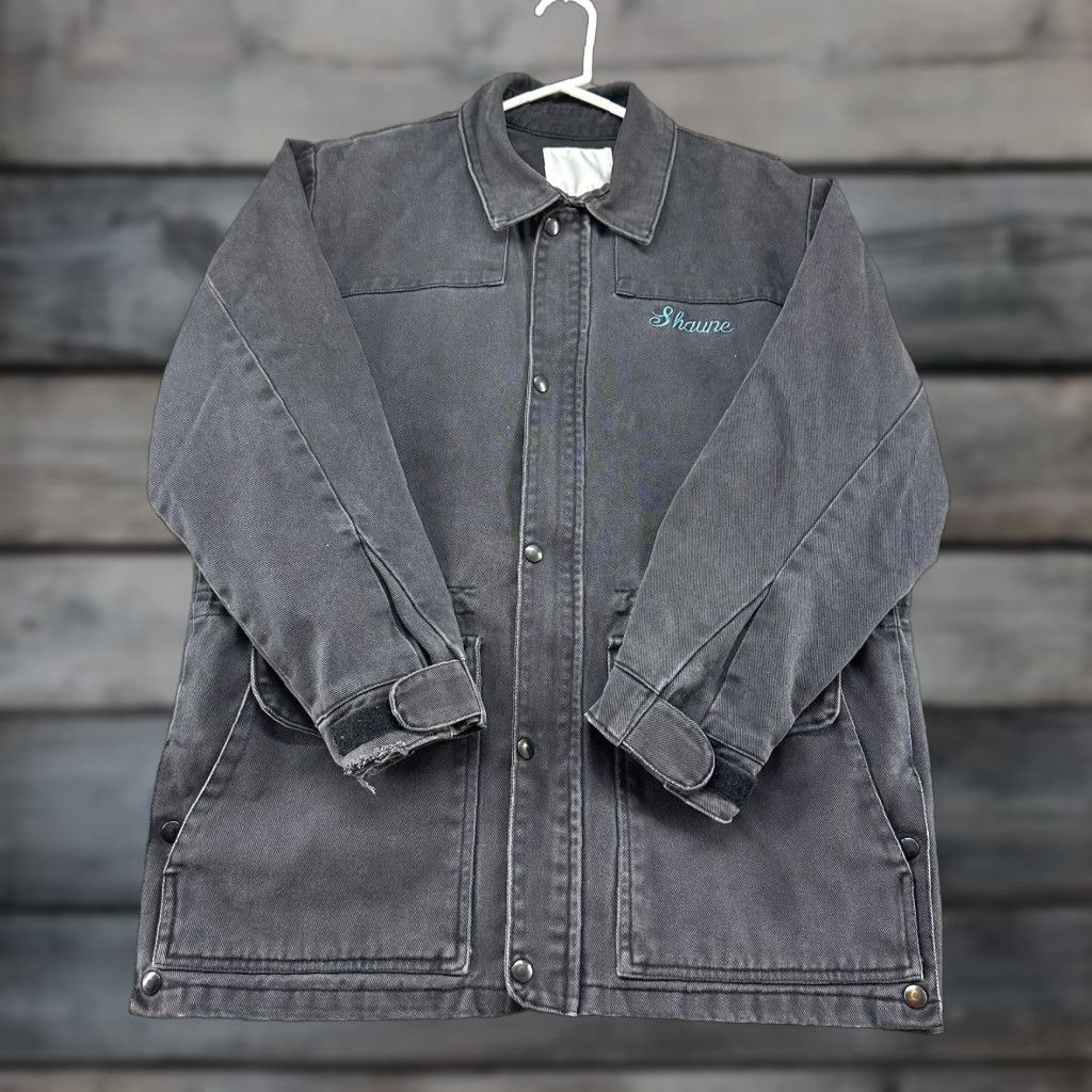 Vintage VINTAGE Brassada Jacket Mens M Black Full Zip Snap Chore Canvas Cotton Equestrian Outdoor Workwear Casual Barn Coat Size US M / EU 48-50 / 2 - 1 Thumbnail