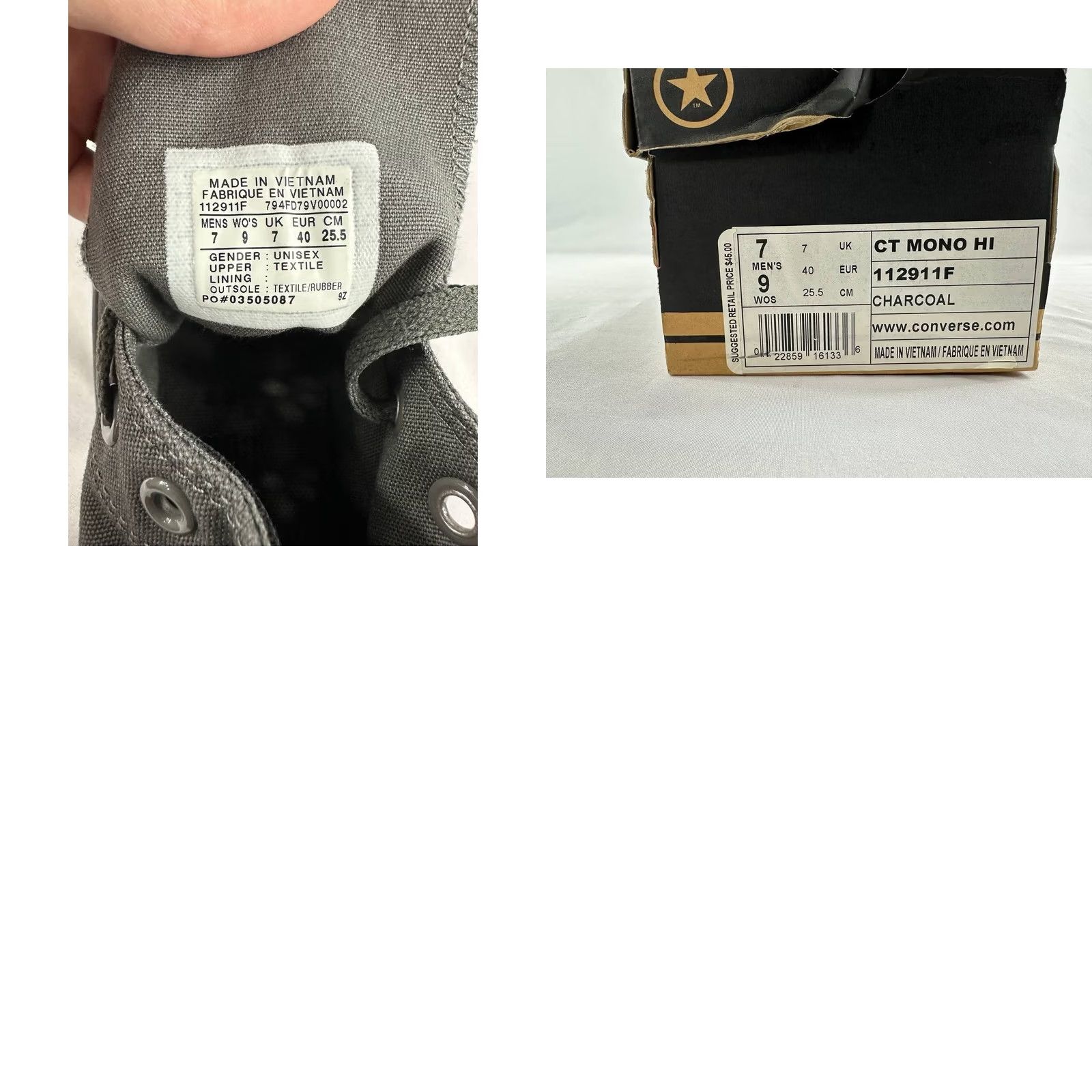 Converse Converse Chuck Taylor Mono All Star Hi Men Size 7 Gray Walking Sneaker Comfort Size US 7 / EU 40 - 8 Thumbnail