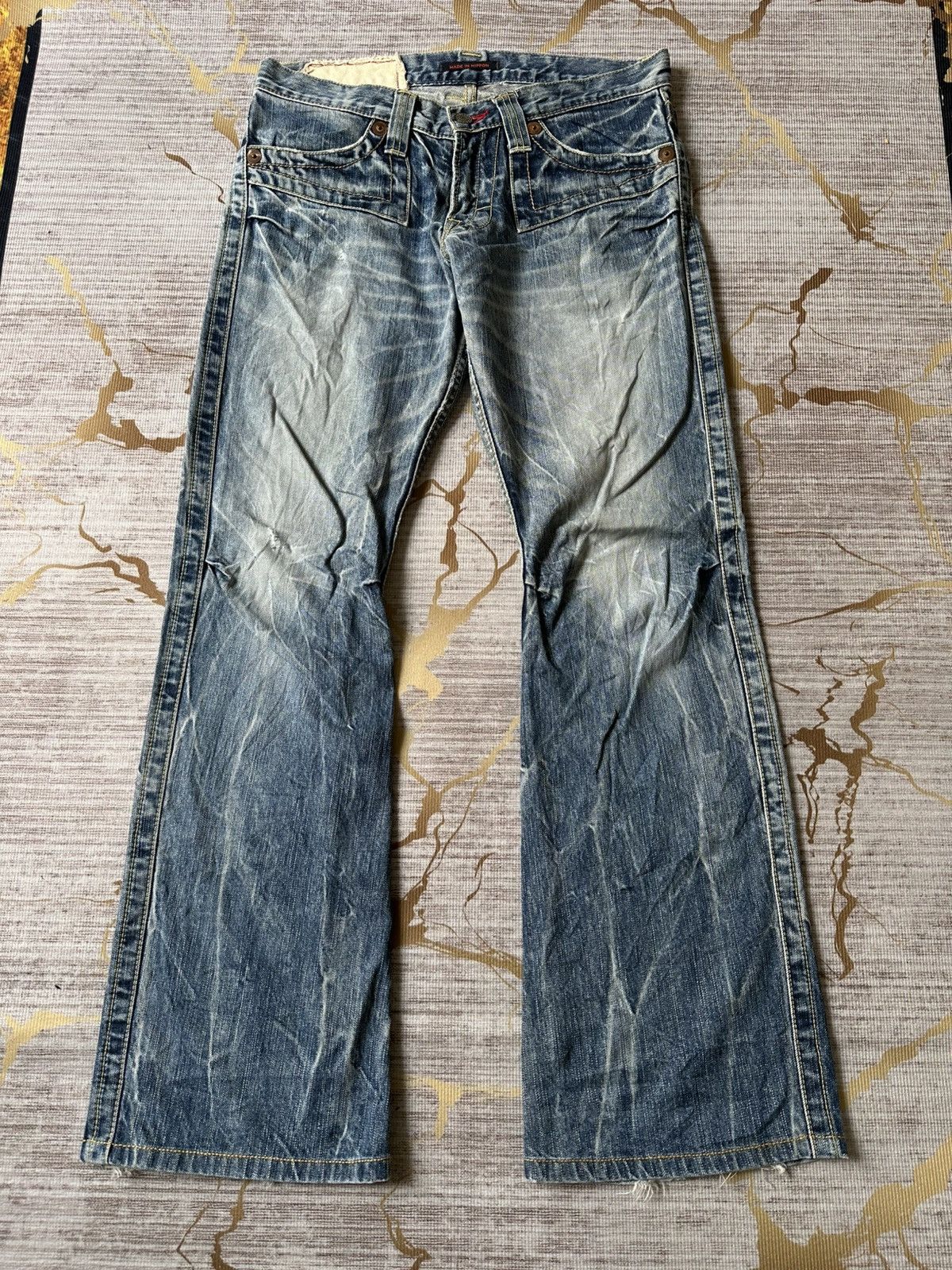 Japanese Brand FLARE Blue Way Japan Claw Marks Distressed Design Denim Size US 30 / EU 46 - 2 Thumbnail