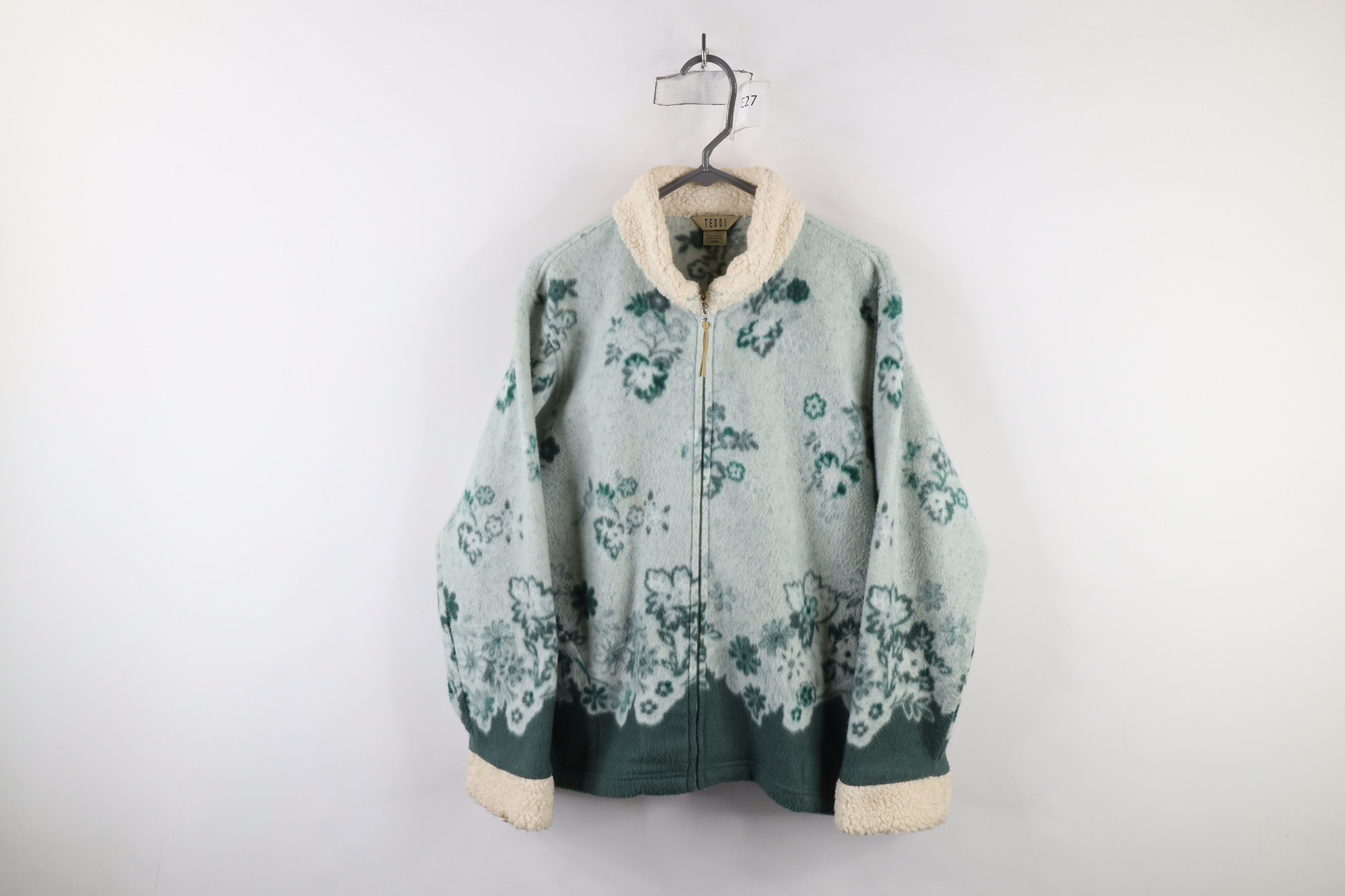 Vintage Vintage 90s Streetwear Flower All Over Print Fleece Jacket Size L / US 10 / IT 46 - 1 Thumbnail