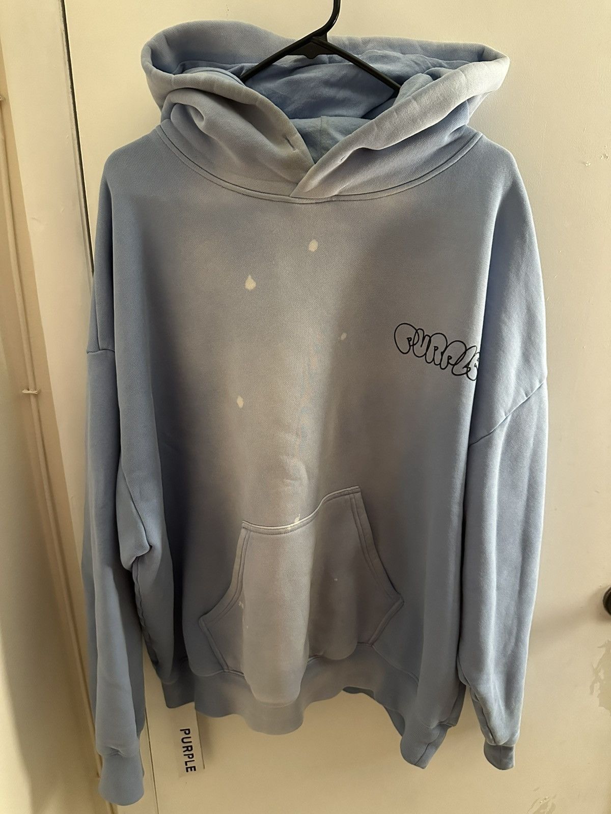 PURPLE brand light blue drip fleece hoodie xl