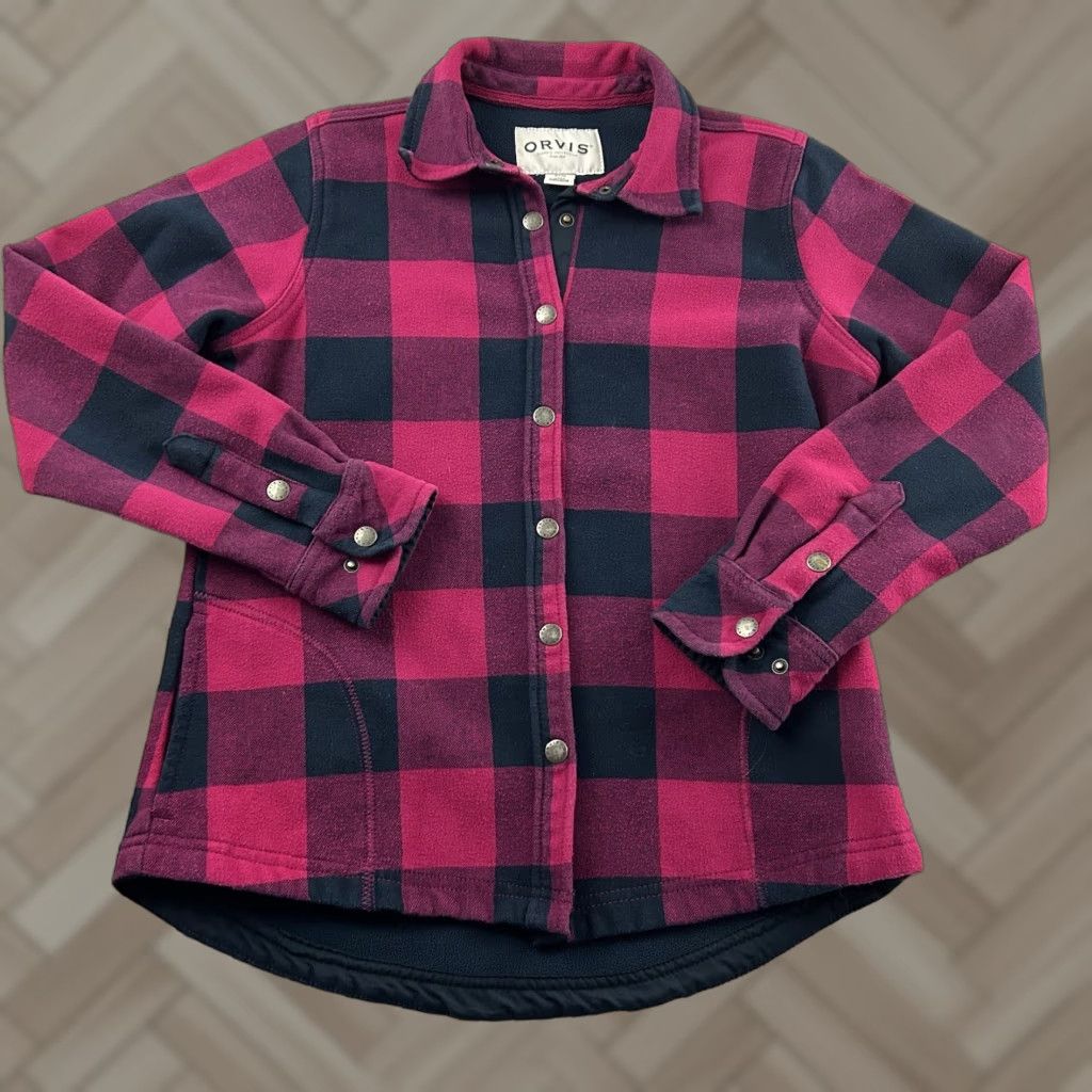 Orvis Orvis Jacket Women's Small Pink Plaid Lined Fleece Snap Closure Button Front Regular Size Shirt? Size S / US 4 / IT 40 - 1 Thumbnail