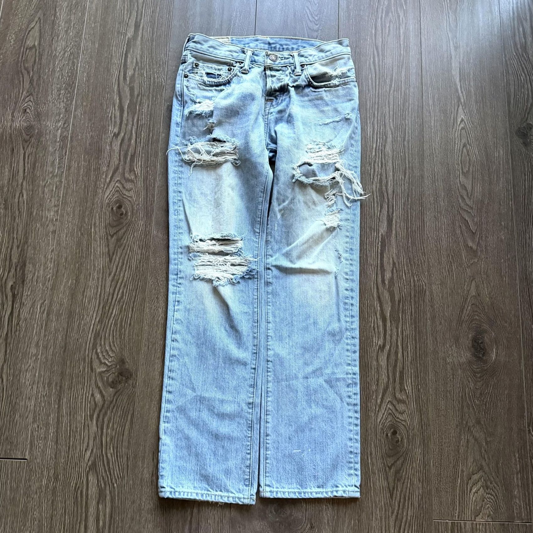 Abercrombie & Fitch Y2K Abercrombie & Fitch Jeans Slim Straight 28x30 Light Blue Distressed denim Men's Jeans Size US 28 / EU 44 - 2 Thumbnail