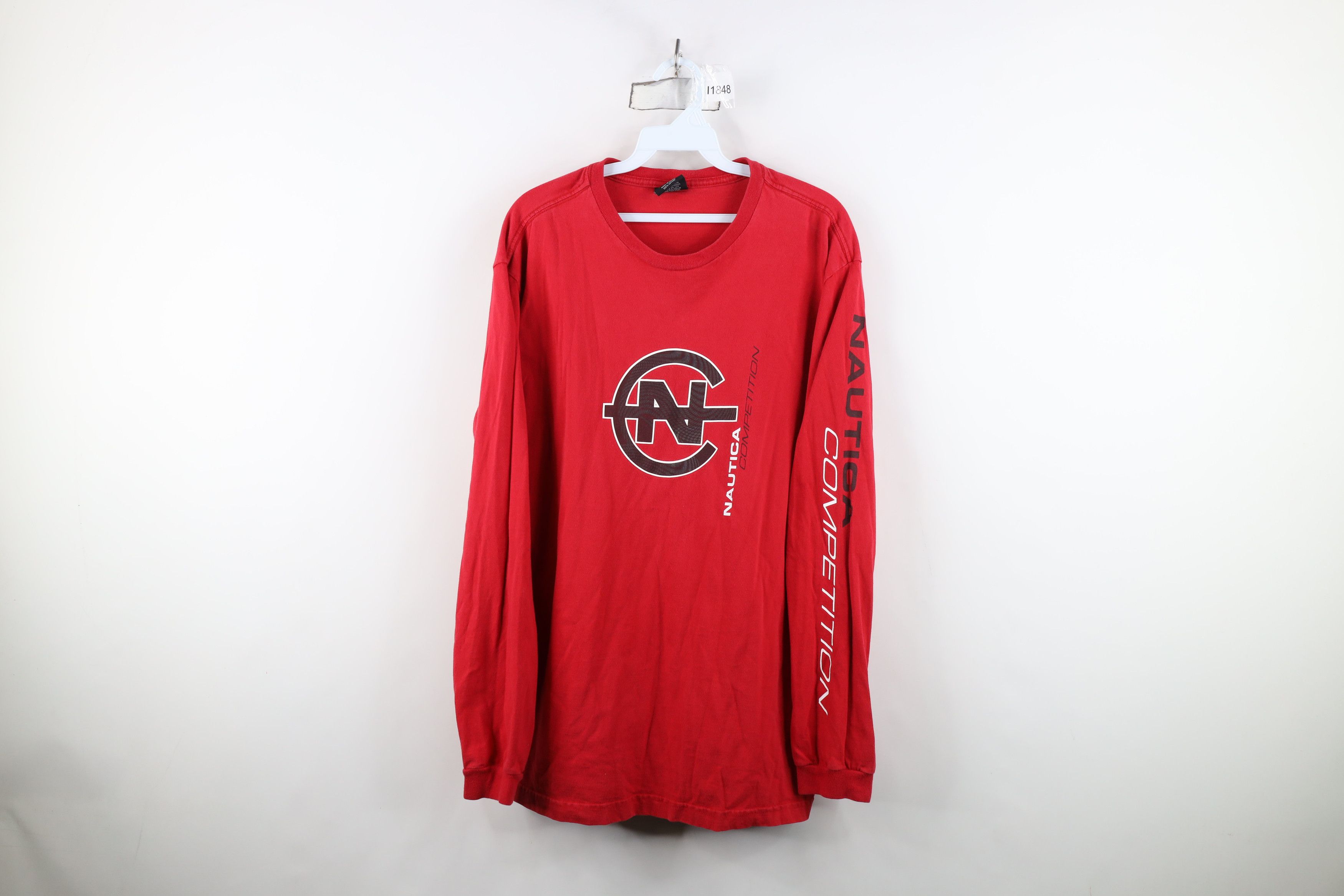Nautica Vintage 90s Nautica Competition Spell Long Sleeve T-Shirt Size US L / EU 52-54 / 3 - 1 Thumbnail