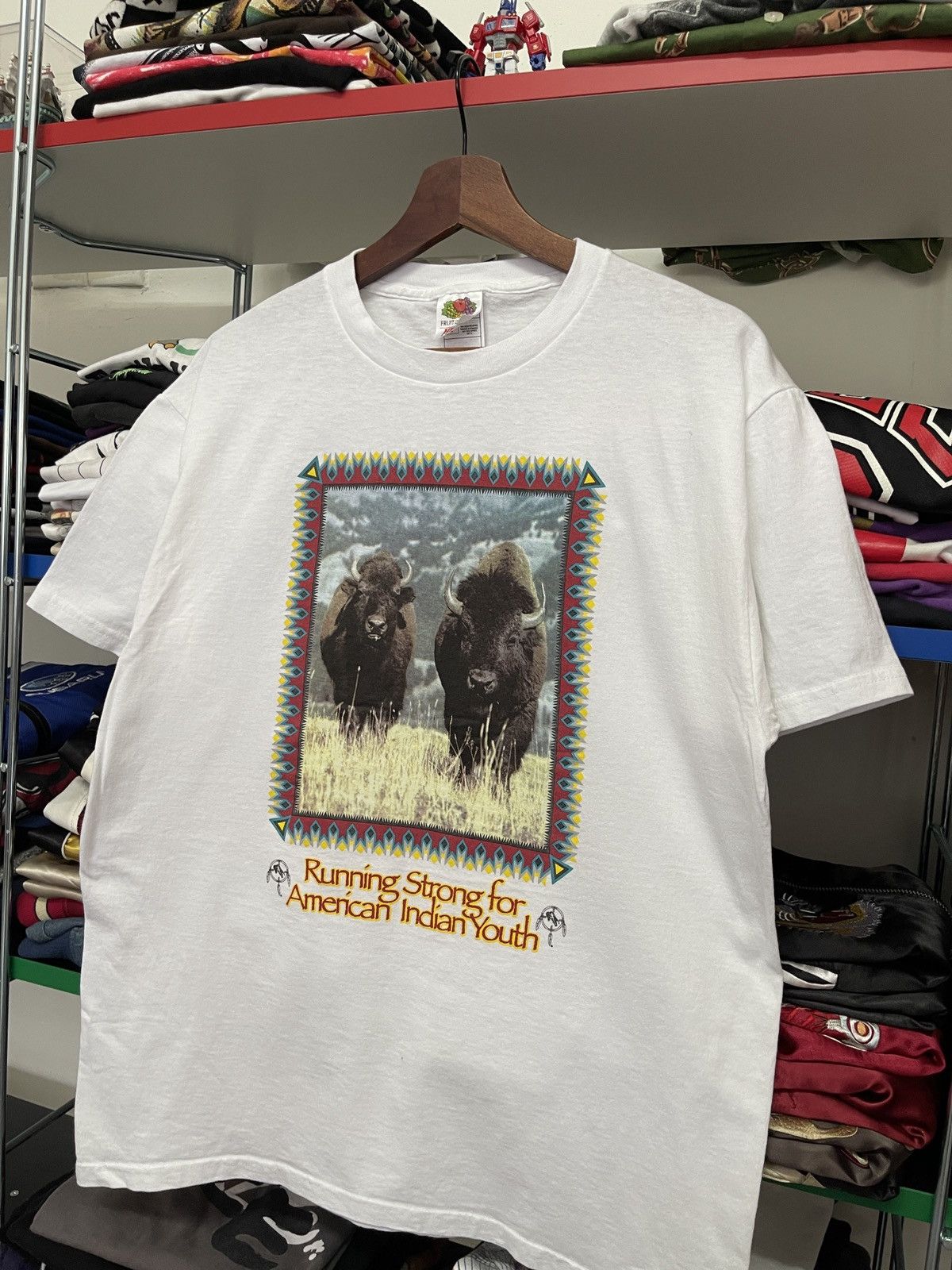 Vintage Vintage 90s Running Strong for America Indian Youth Tee Size US L / EU 52-54 / 3 - 3 Thumbnail