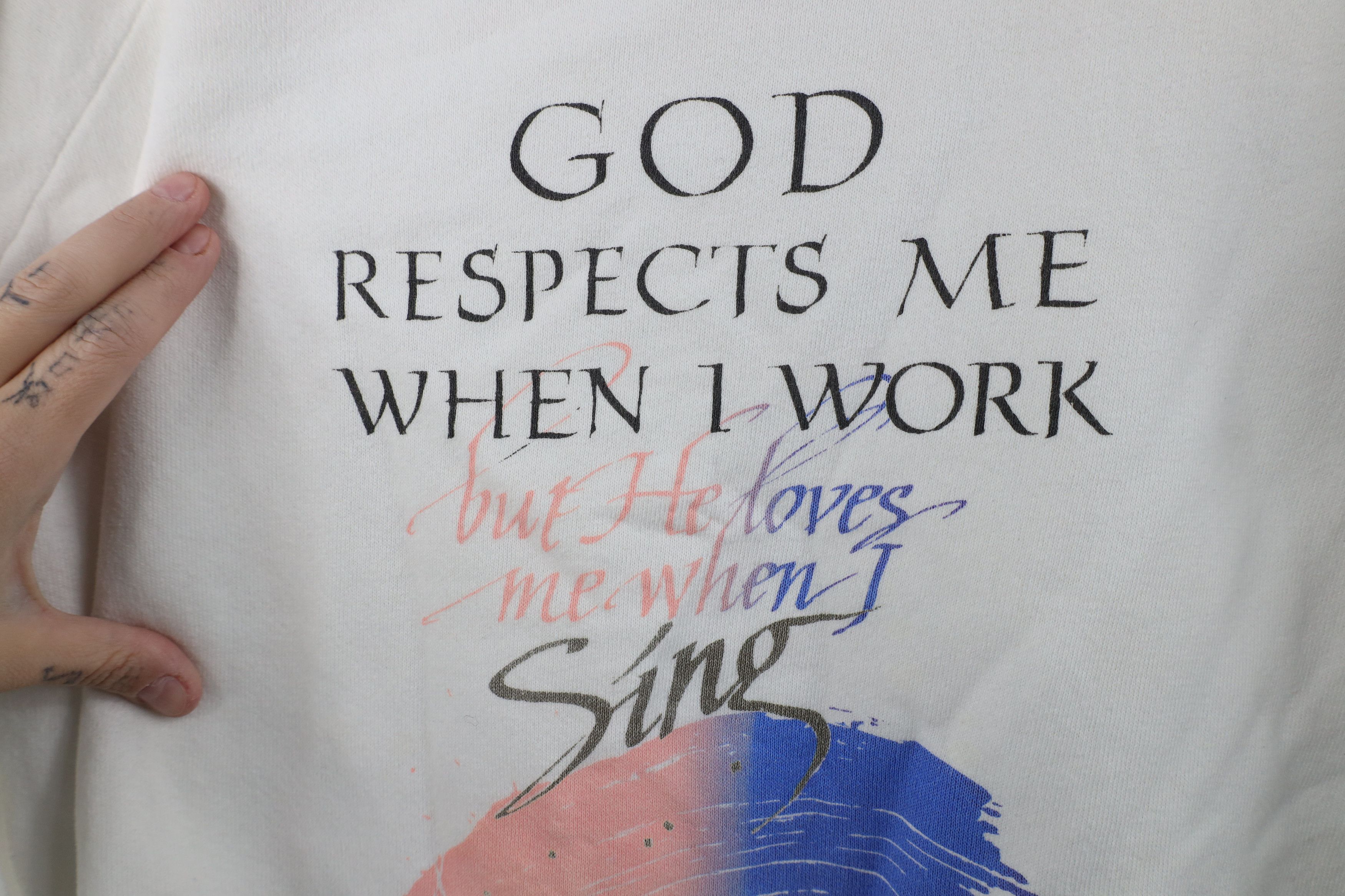 Vintage Vintage 90s Christian God Loves Me When I Sing Sweatshirt Size L / US 10 / IT 46 - 5 Thumbnail